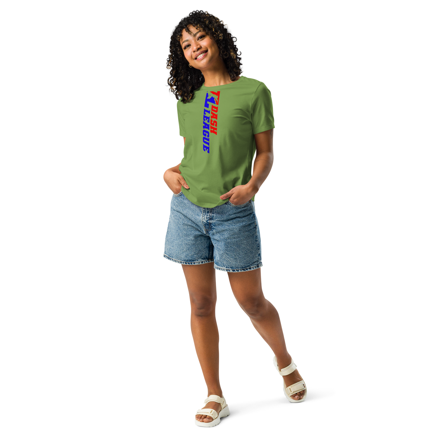 Camiseta holgada para mujer con logotipo DL de color ancho (delante y detrás)