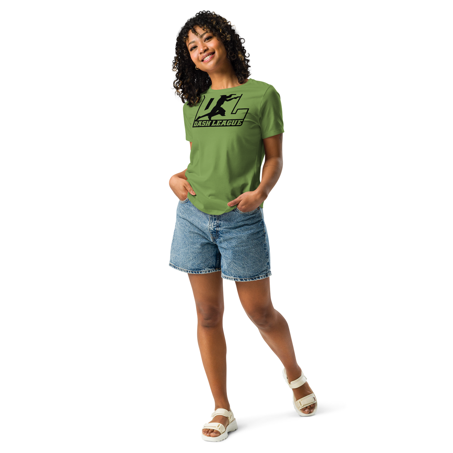 T-shirt décontracté pour femme avec contour noir et logo DL