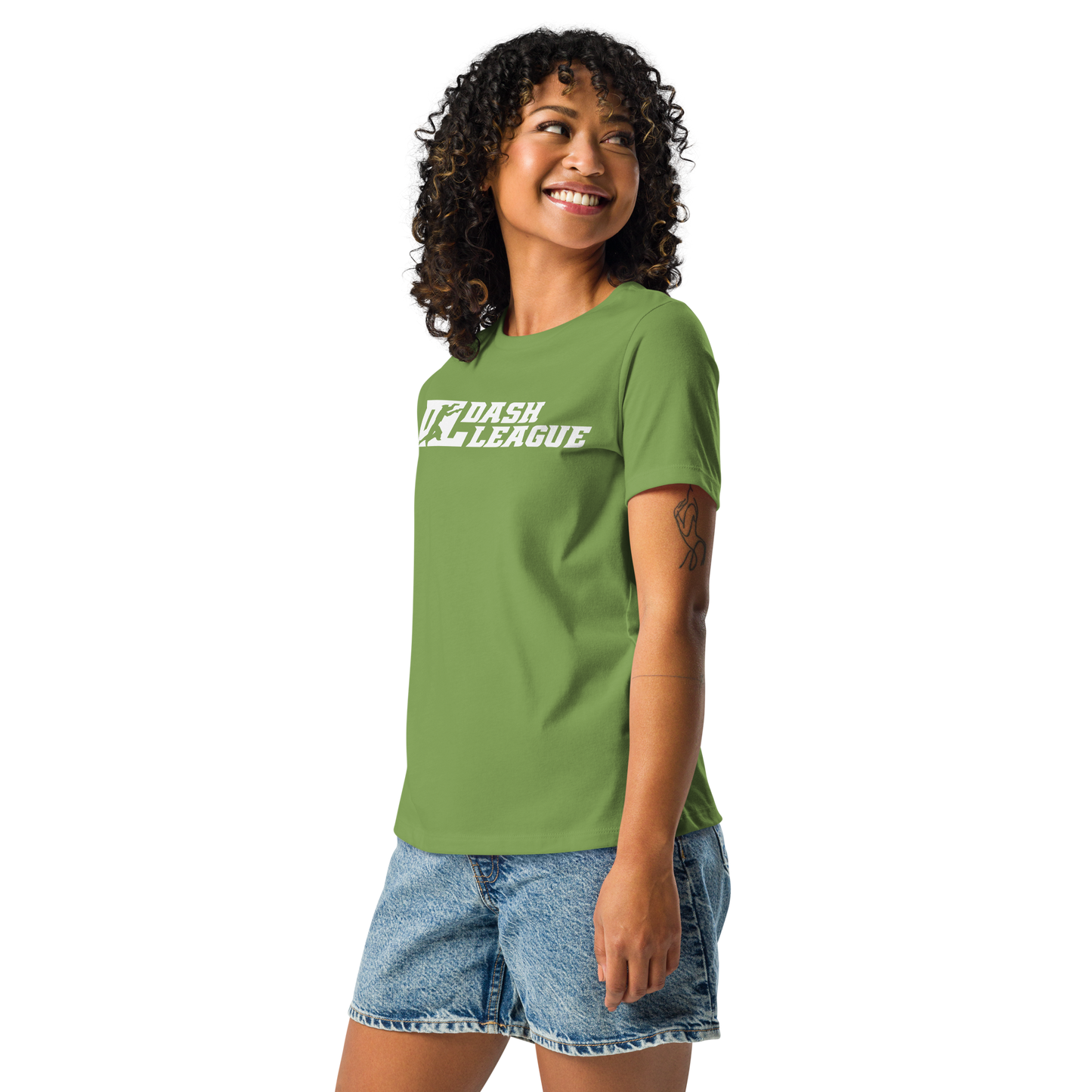 Camiseta holgada blanca para mujer con logotipo DL ancho