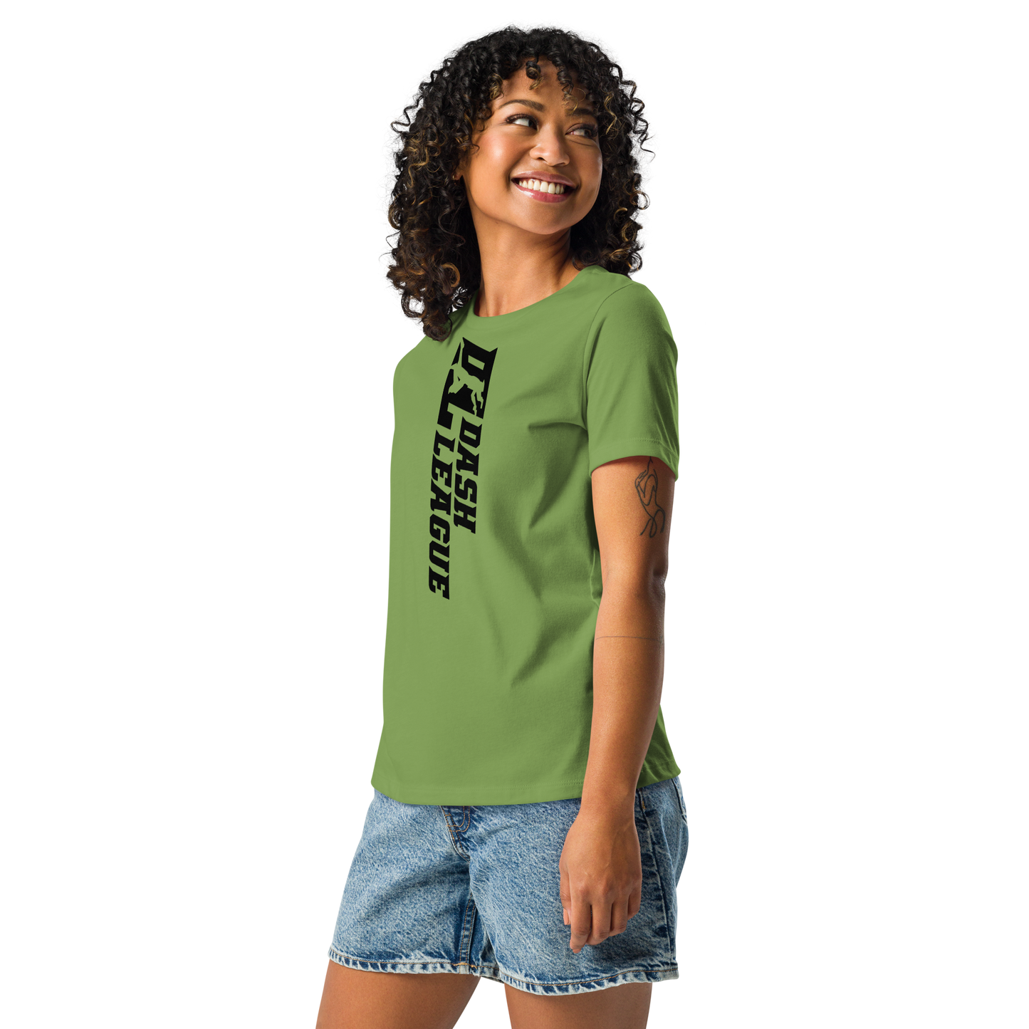 T-shirt décontracté pour femme avec logo DL large noir (devant + dos)