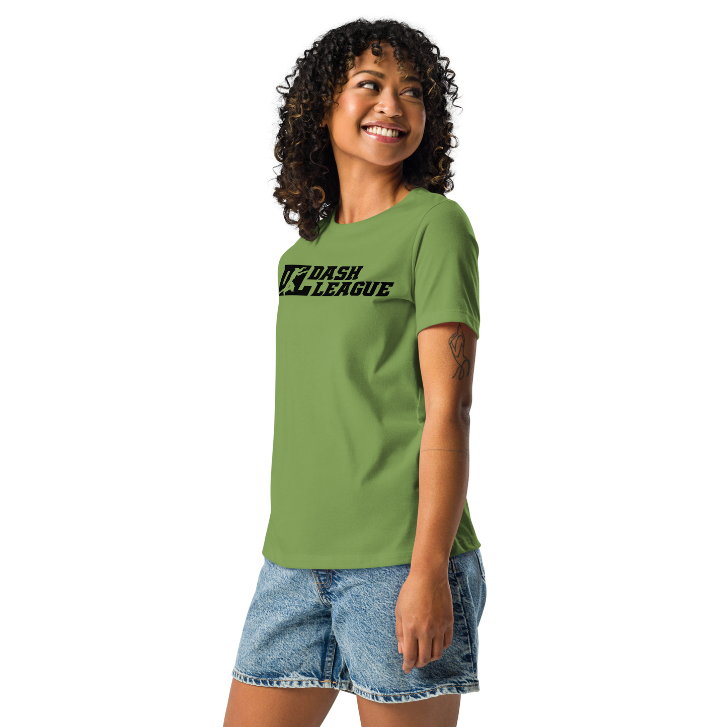 Camiseta holgada negra con logotipo DL para mujer