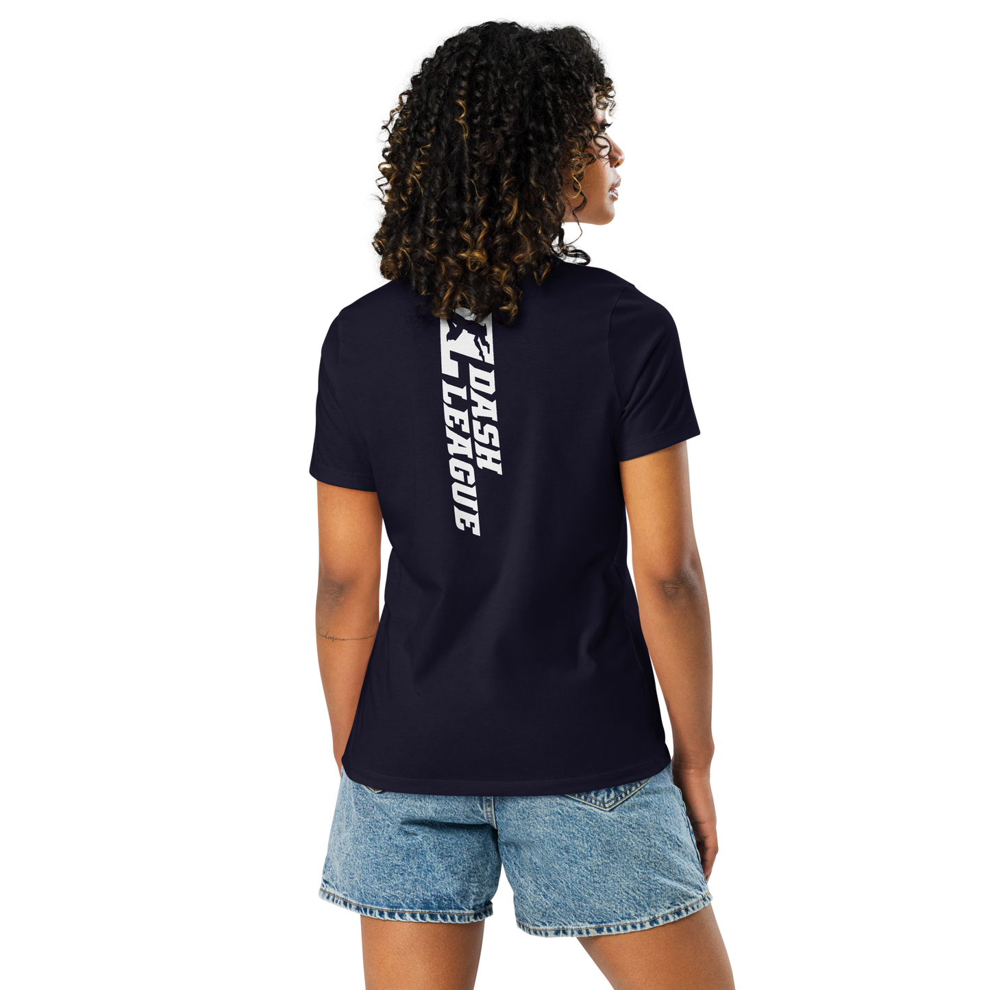 Camiseta holgada blanca para mujer con logotipo DL ancho (delante y detrás)