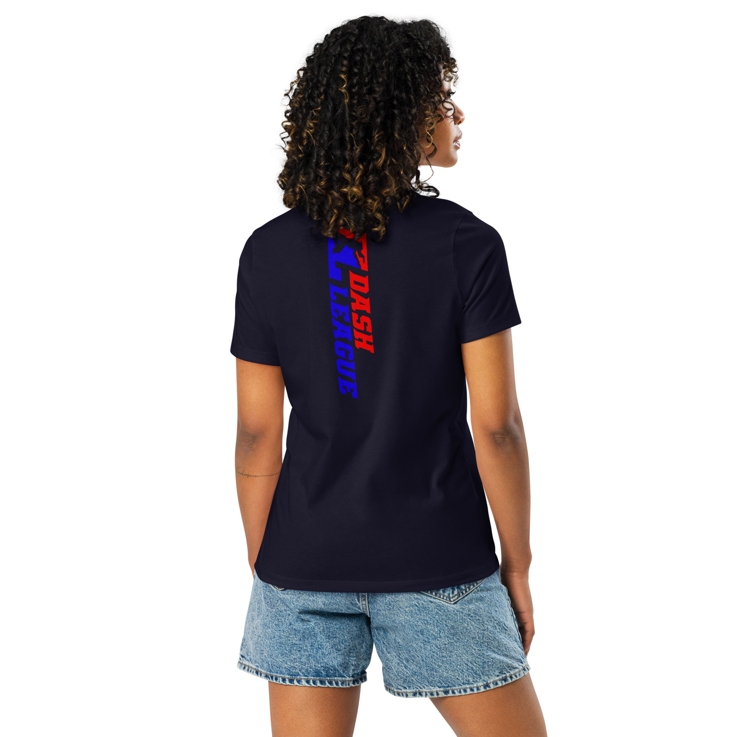 Camiseta holgada para mujer con logotipo DL de color ancho (delante y detrás)