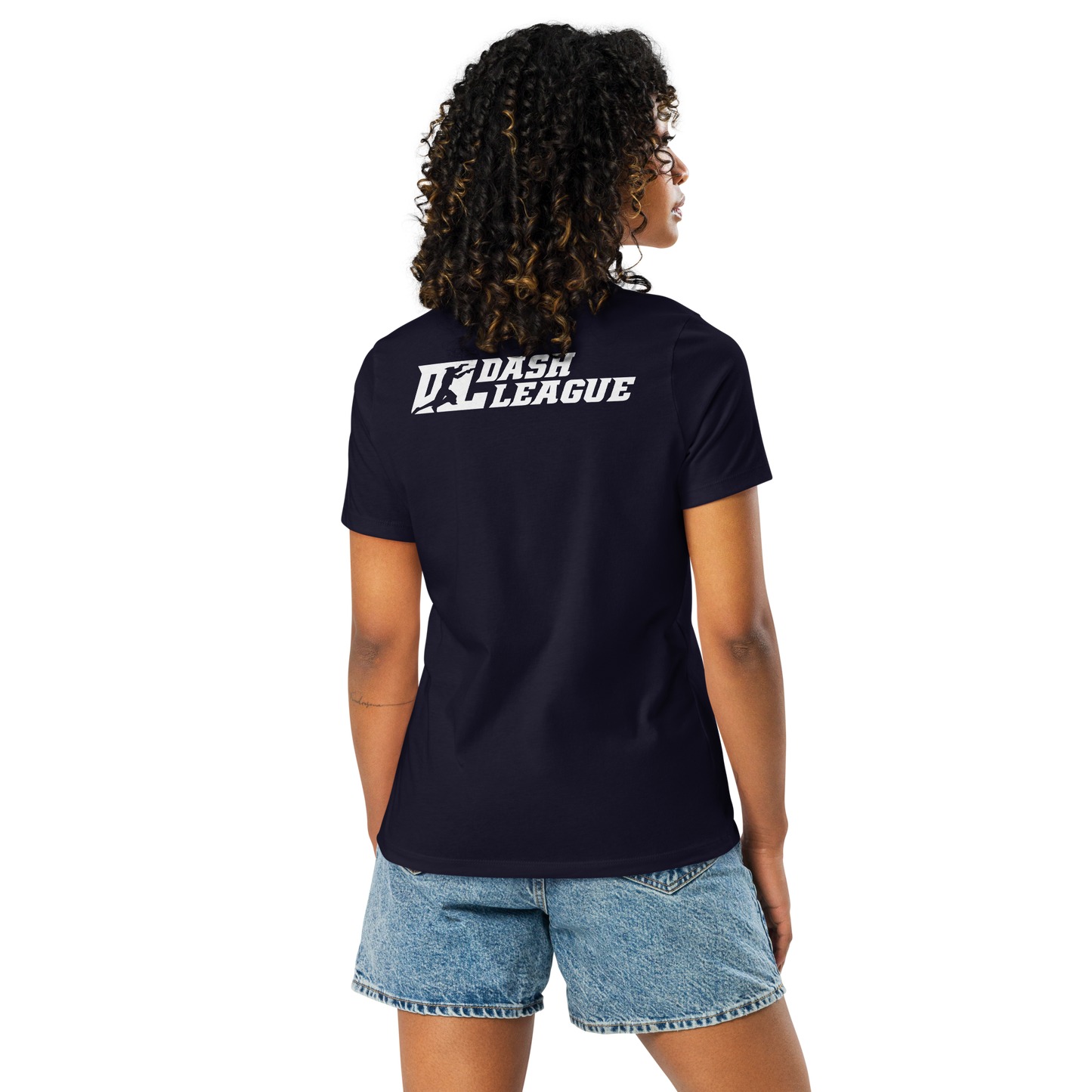 Camiseta holgada para mujer con logotipo DL en blanco (parte delantera y trasera)