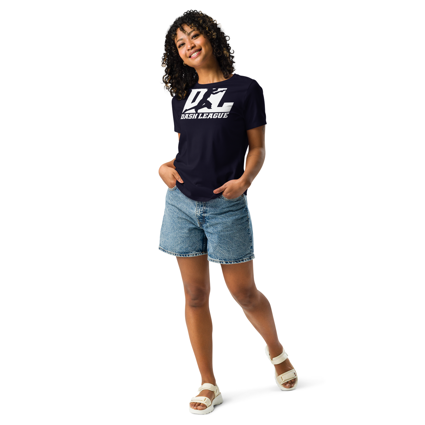 T-shirt décontracté pour femme avec logo DL blanc