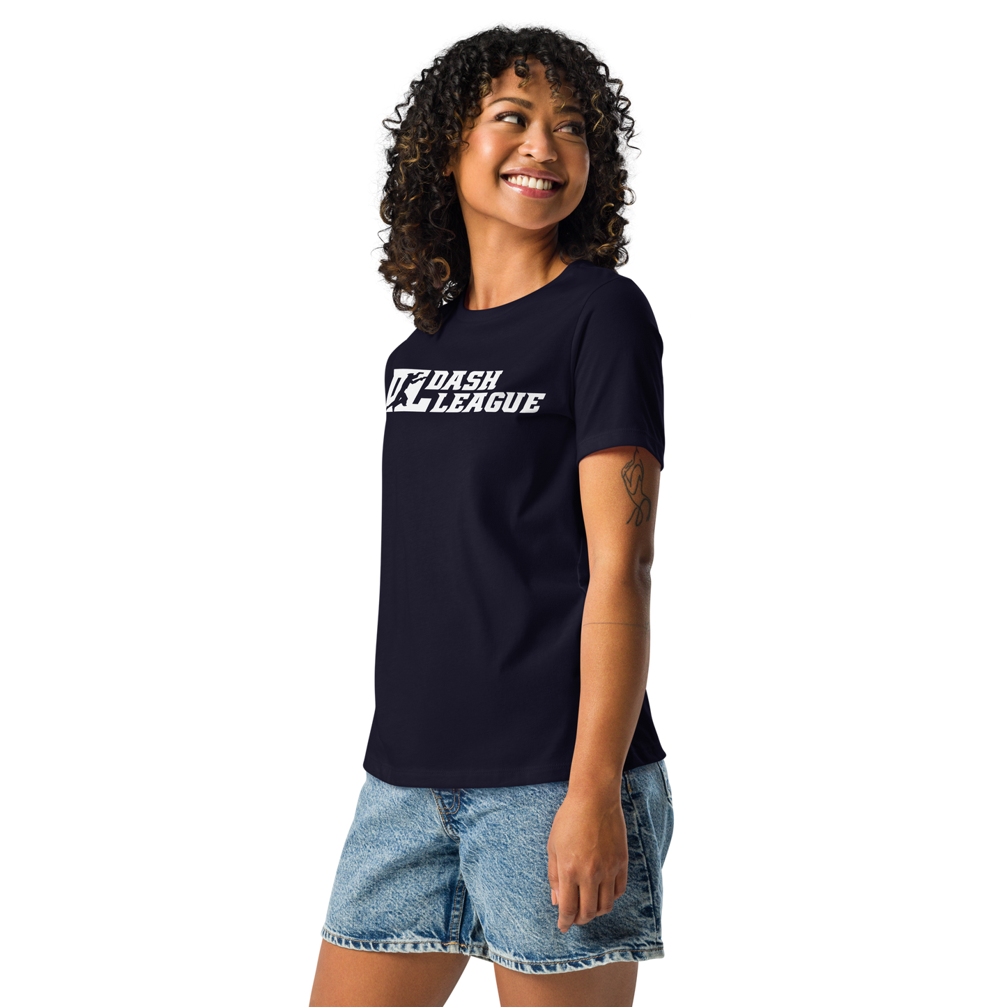 Camiseta holgada blanca para mujer con logotipo DL ancho