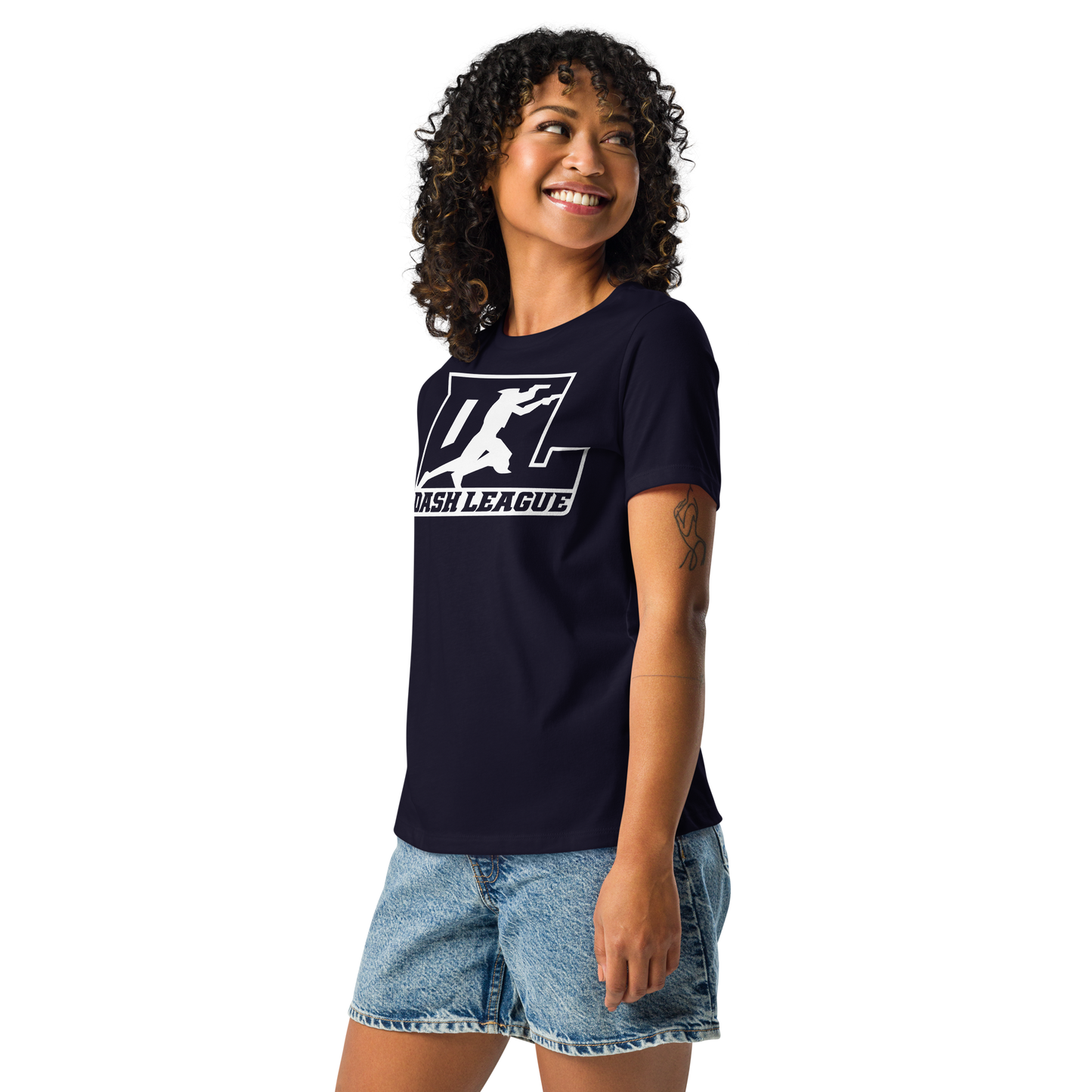 Camiseta holgada para mujer con logotipo DL en blanco