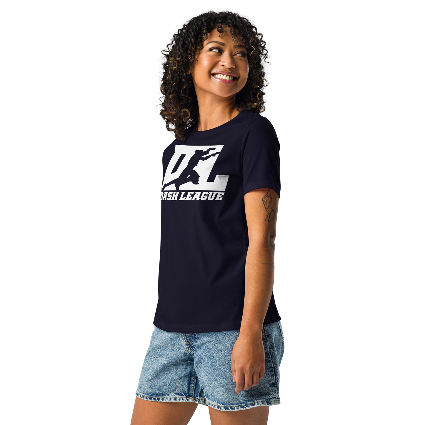 T-shirt décontracté pour femme avec logo DL blanc