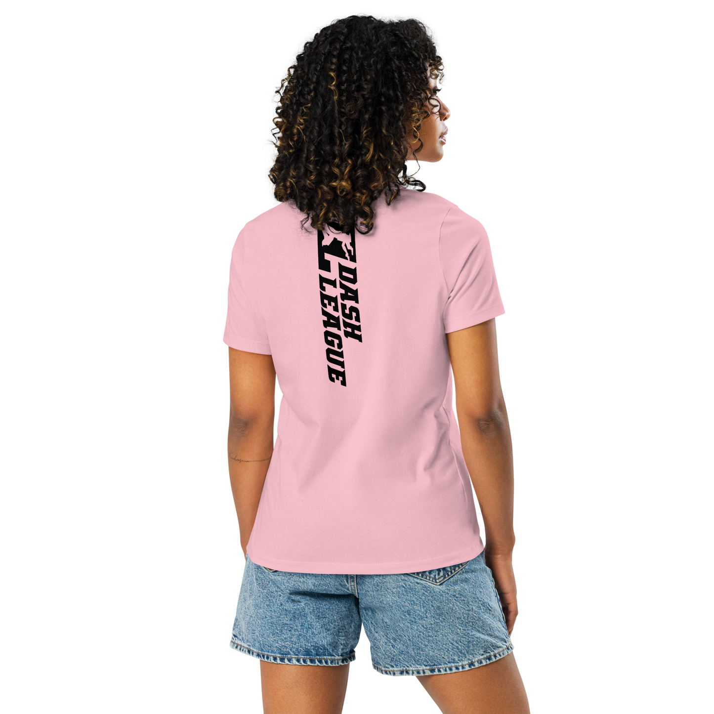 T-shirt décontracté pour femme avec logo DL large noir (devant + dos)