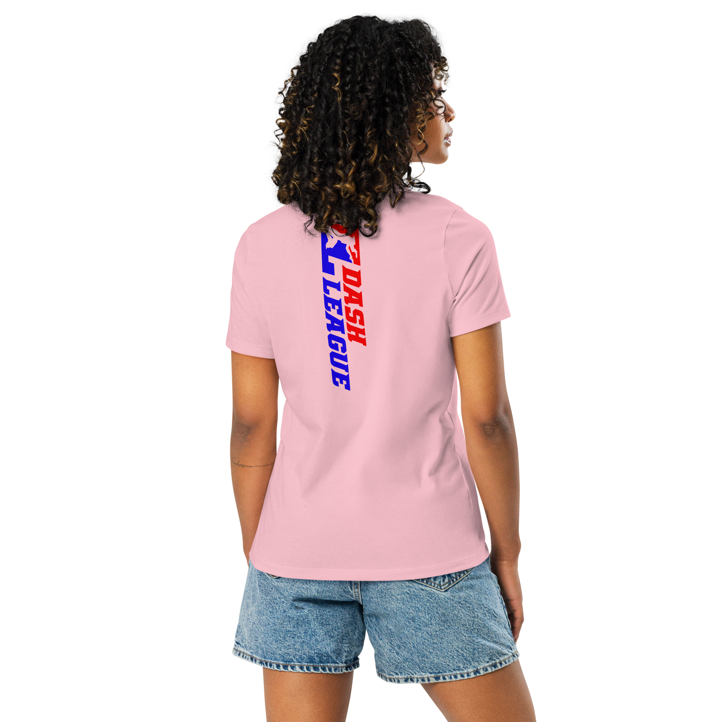 Camiseta holgada para mujer con logotipo DL de color ancho (delante y detrás)