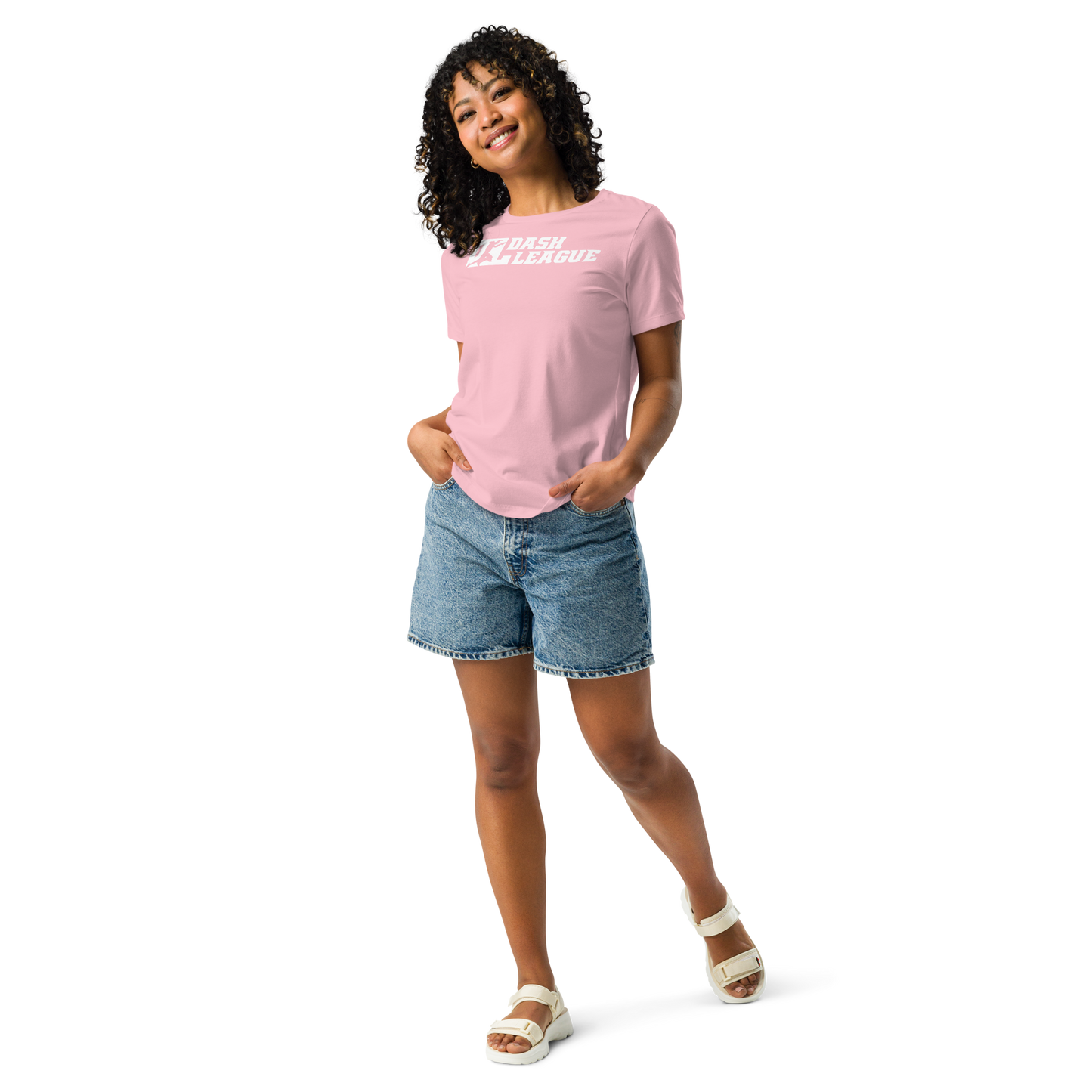 Camiseta holgada blanca para mujer con logotipo DL ancho