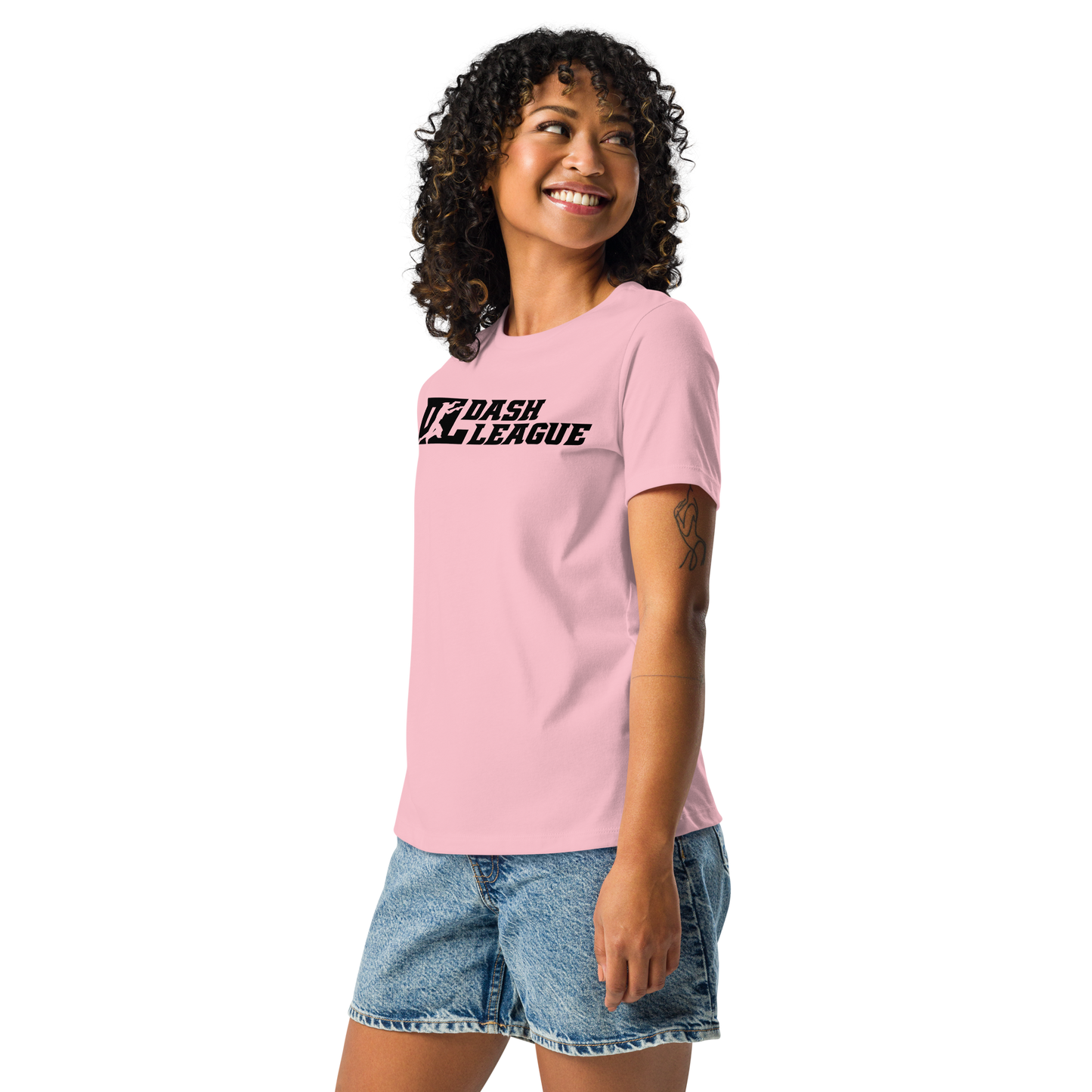 Camiseta holgada negra con logotipo DL para mujer