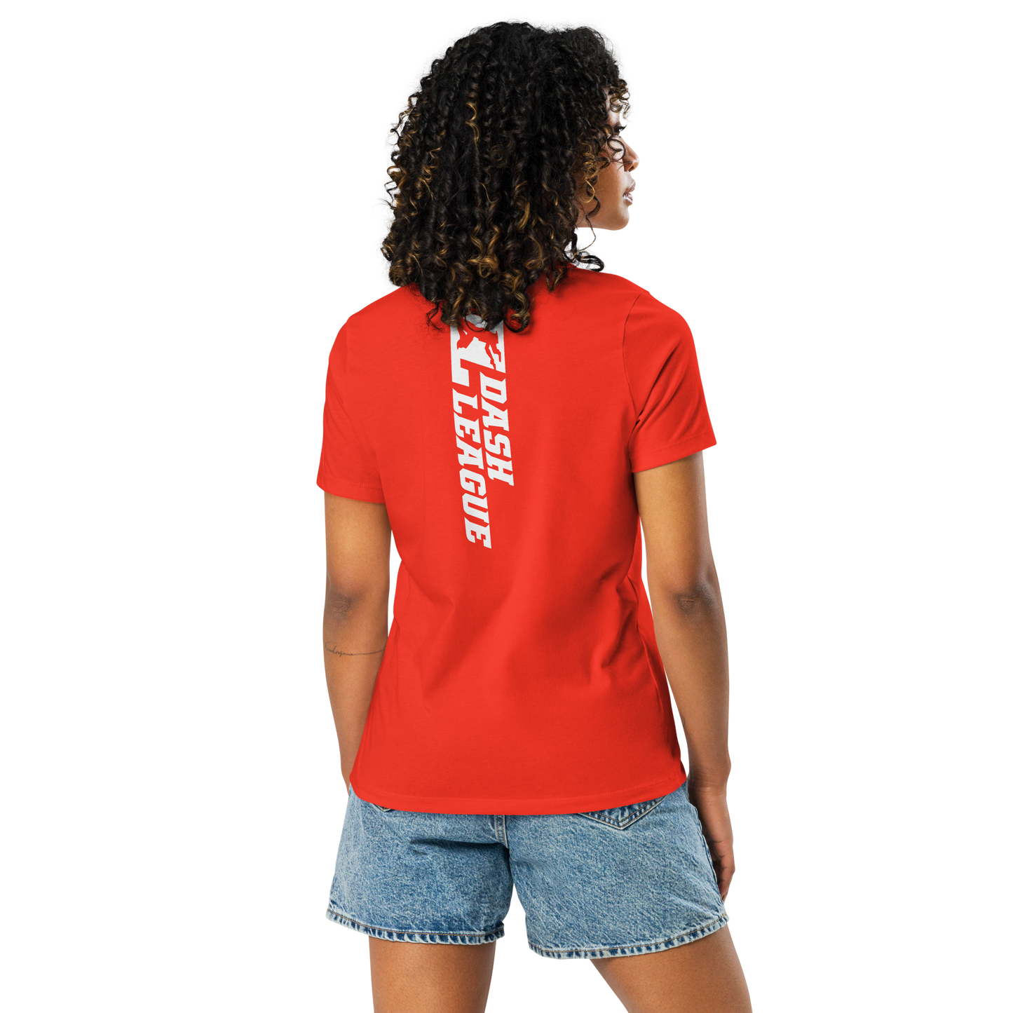 Camiseta holgada blanca para mujer con logotipo DL ancho (delante y detrás)