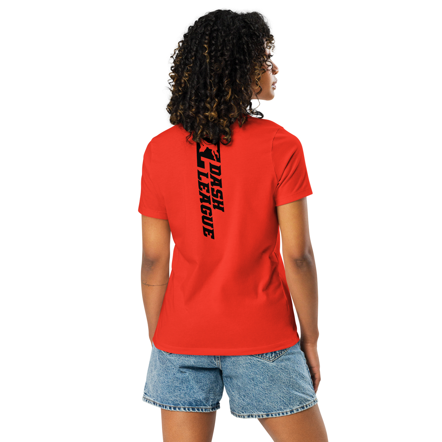 T-shirt décontracté pour femme avec logo DL large noir (devant + dos)