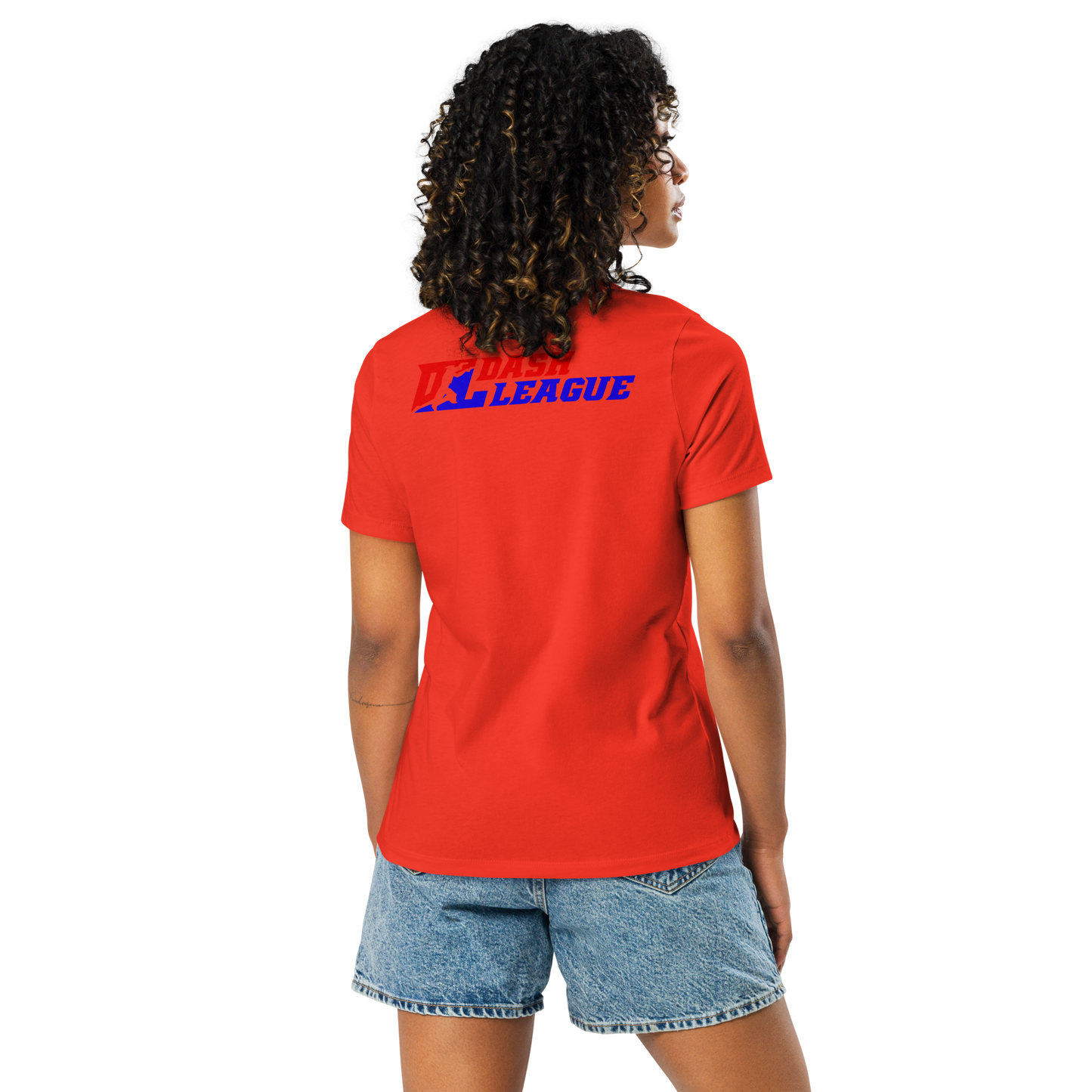 Camiseta relajada para mujer con logotipo DL en color (parte delantera y trasera)