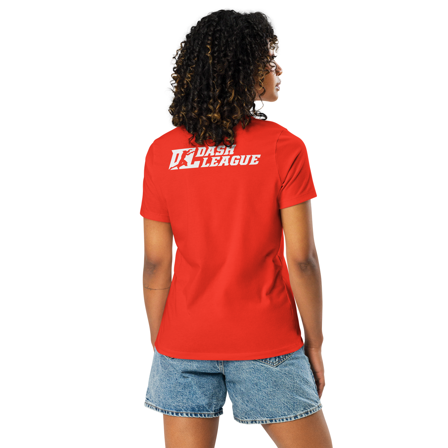 Camiseta holgada para mujer con logotipo DL en blanco (parte delantera y trasera)