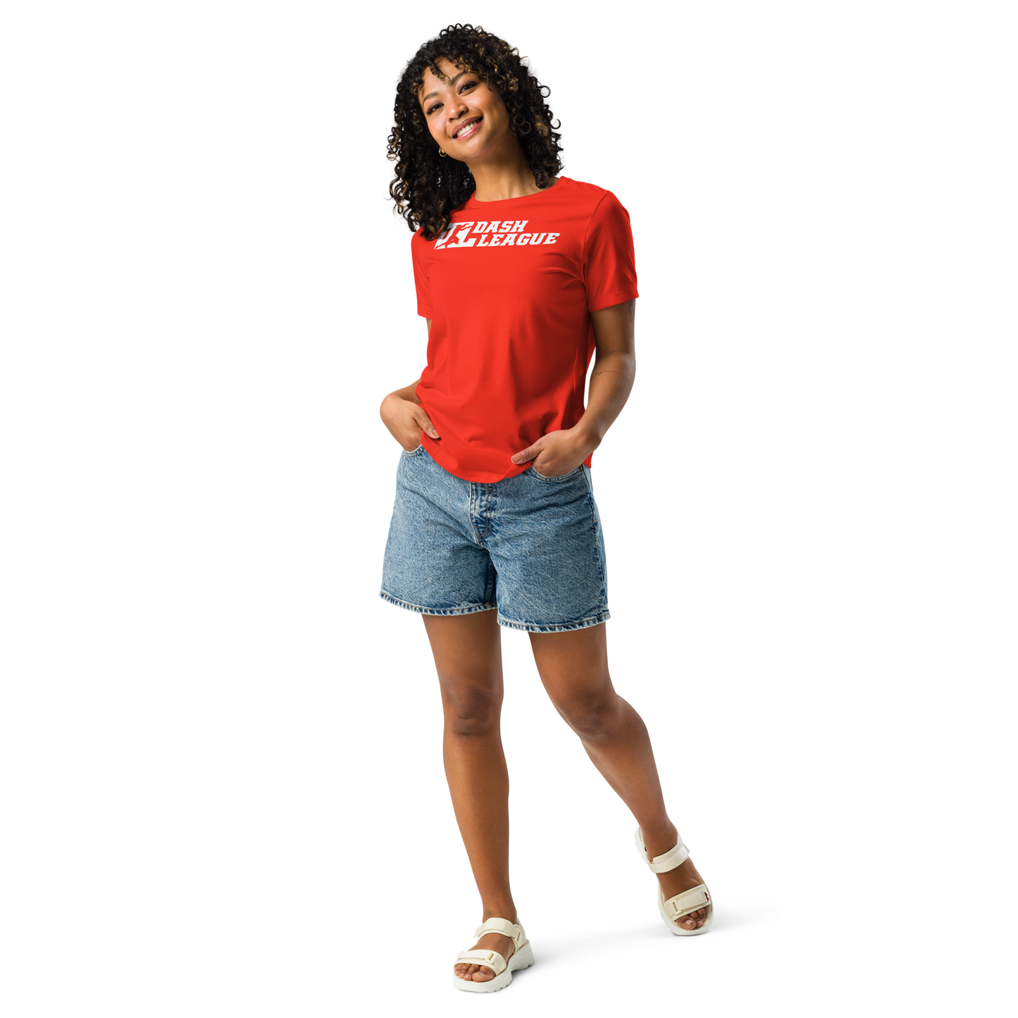 Camiseta holgada blanca para mujer con logotipo DL ancho