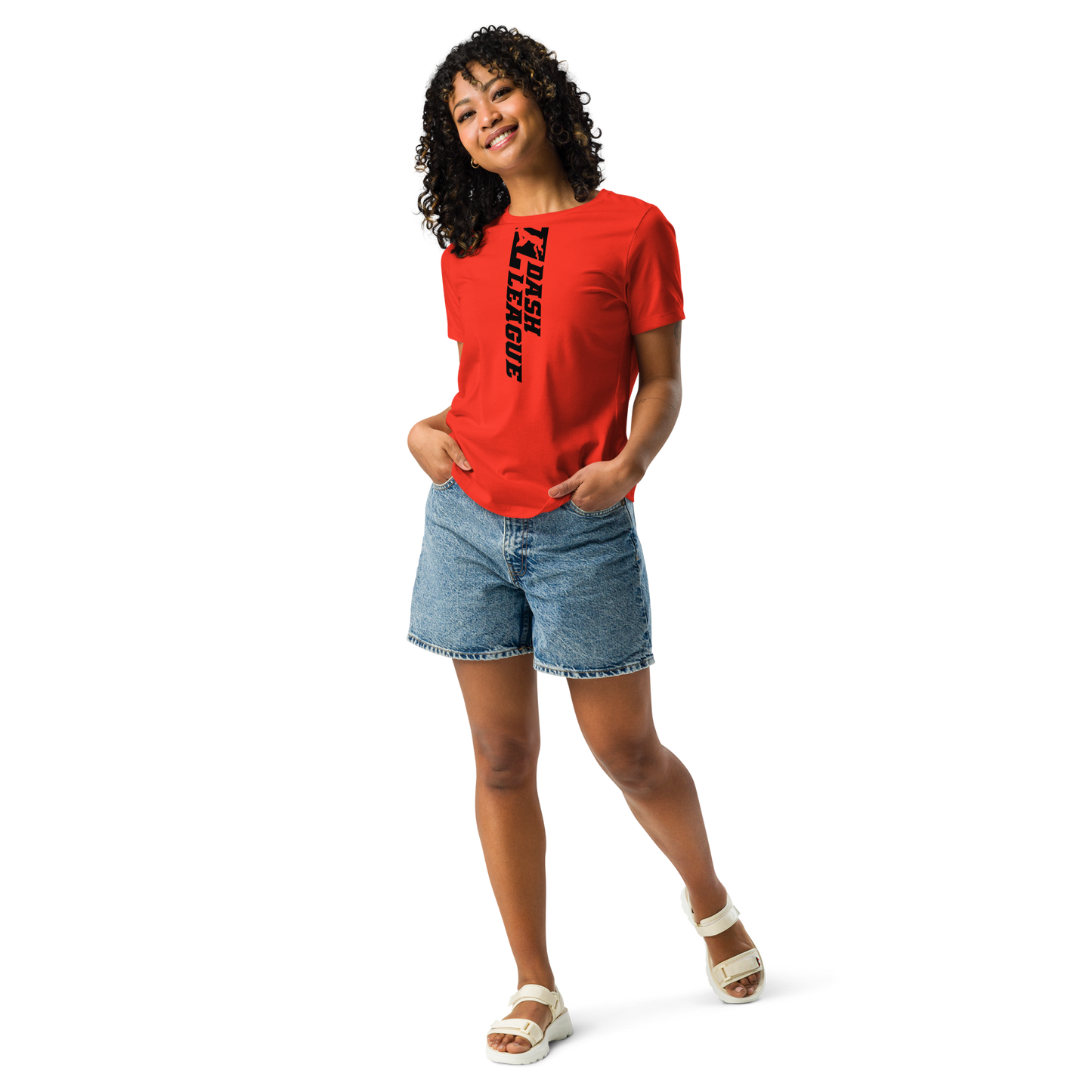 T-shirt décontracté pour femme avec logo DL large noir (devant + dos)