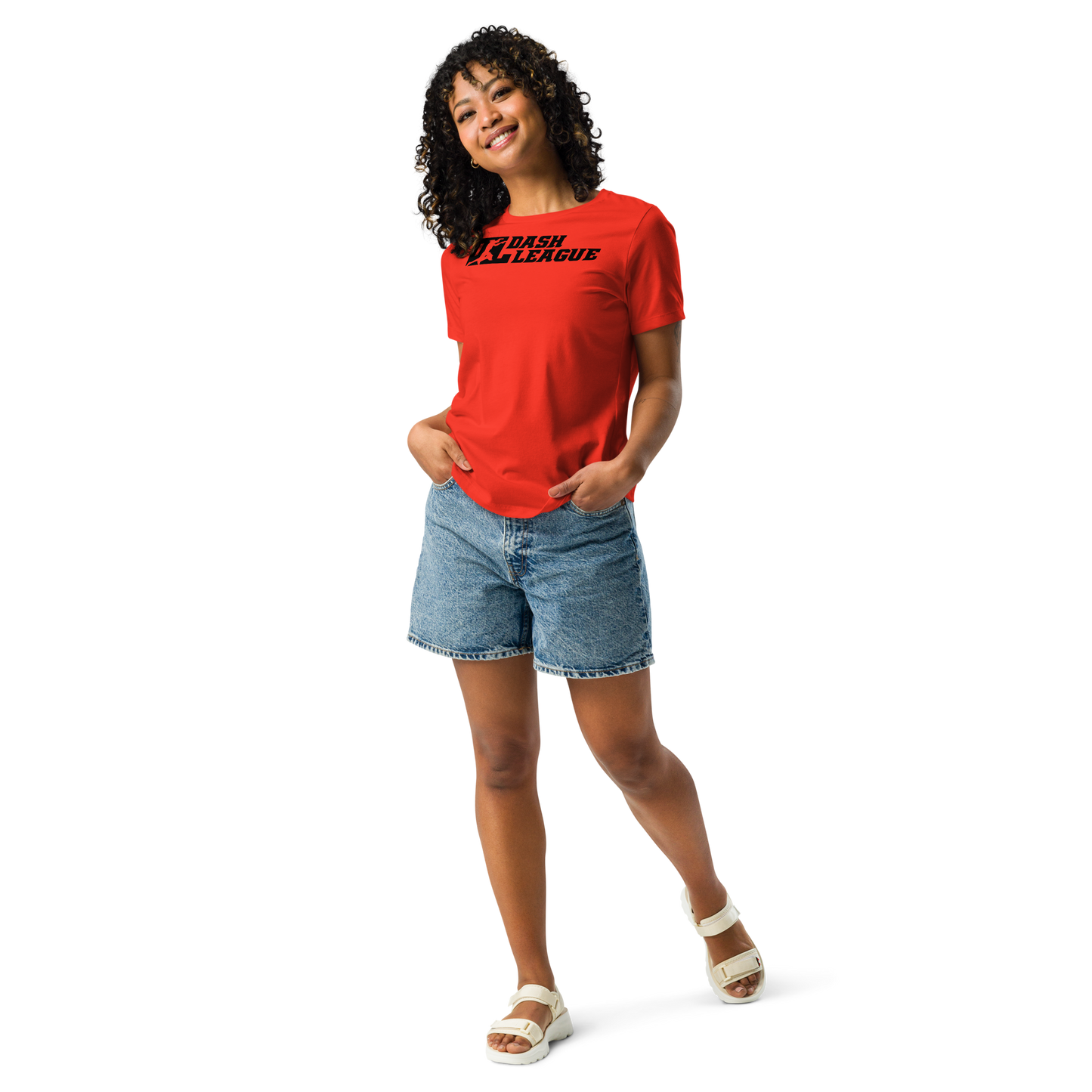Camiseta holgada negra con logotipo DL para mujer