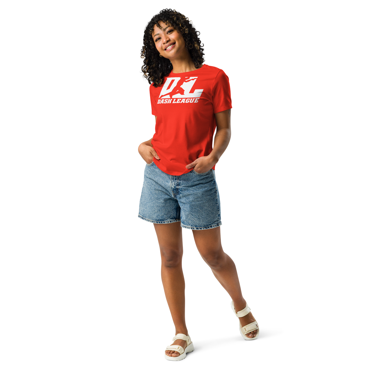 T-shirt décontracté pour femme avec logo DL blanc