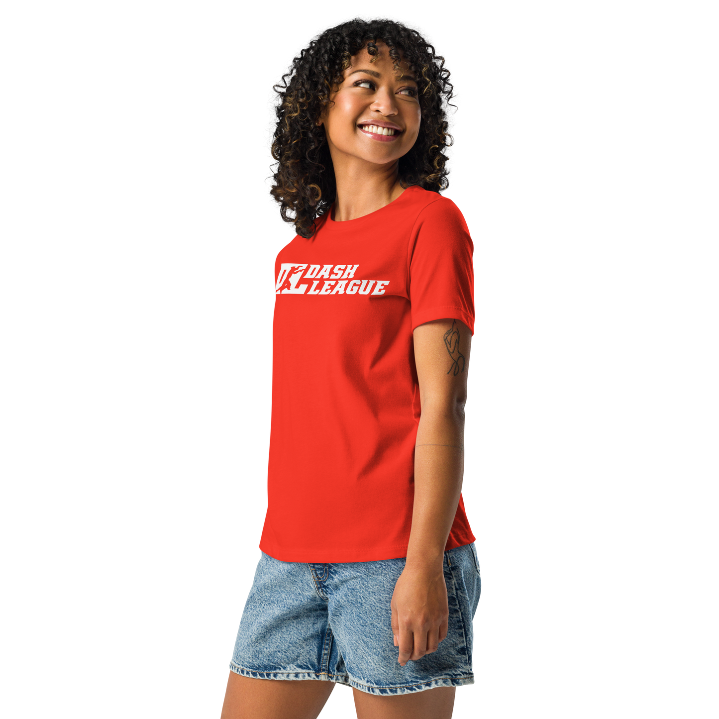 Camiseta holgada blanca para mujer con logotipo DL ancho