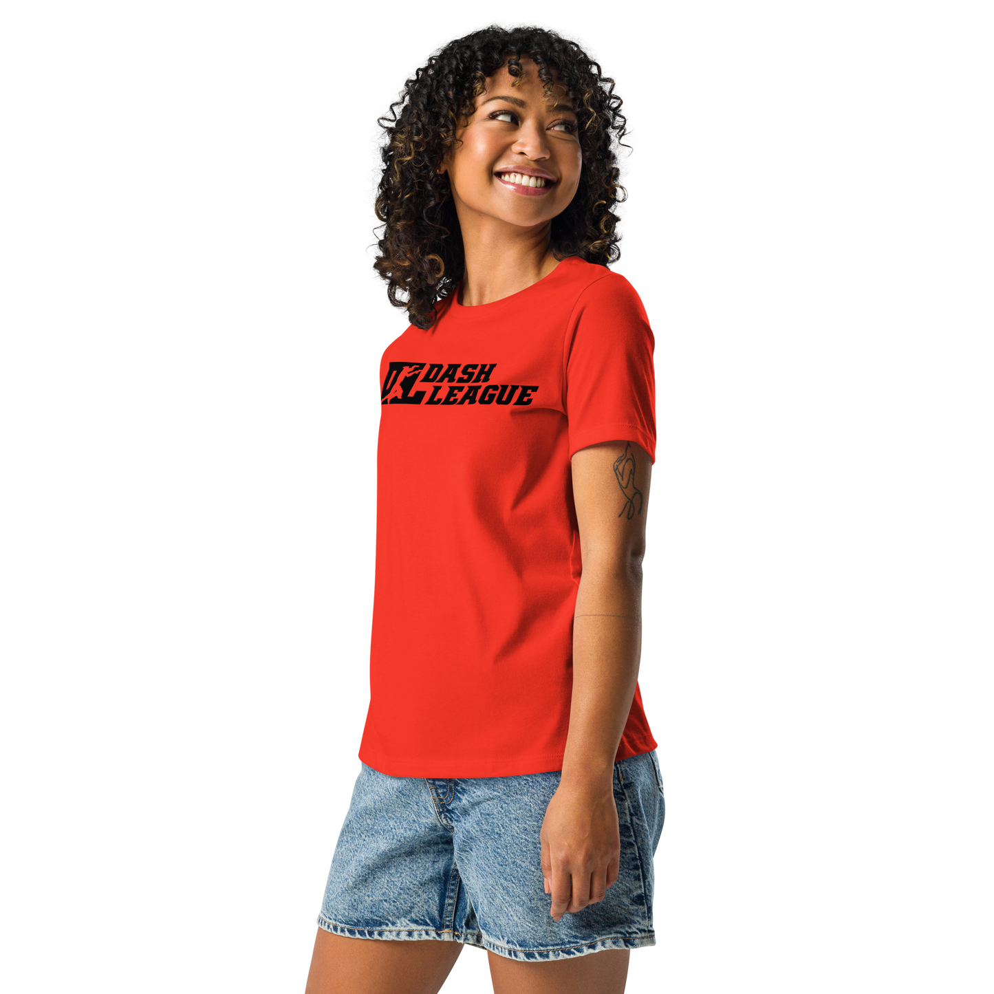 Camiseta holgada negra con logotipo DL para mujer