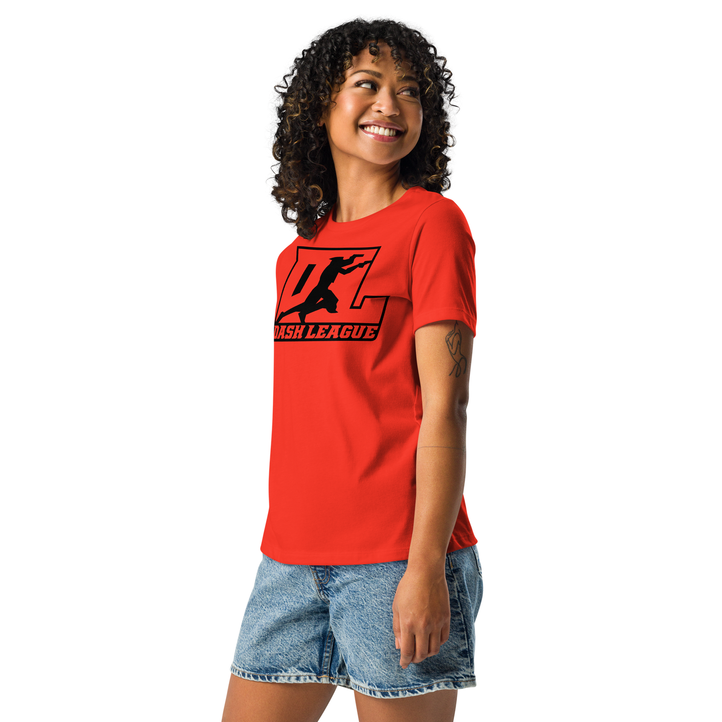 Camiseta holgada para mujer con logotipo DL en negro (parte delantera y trasera)