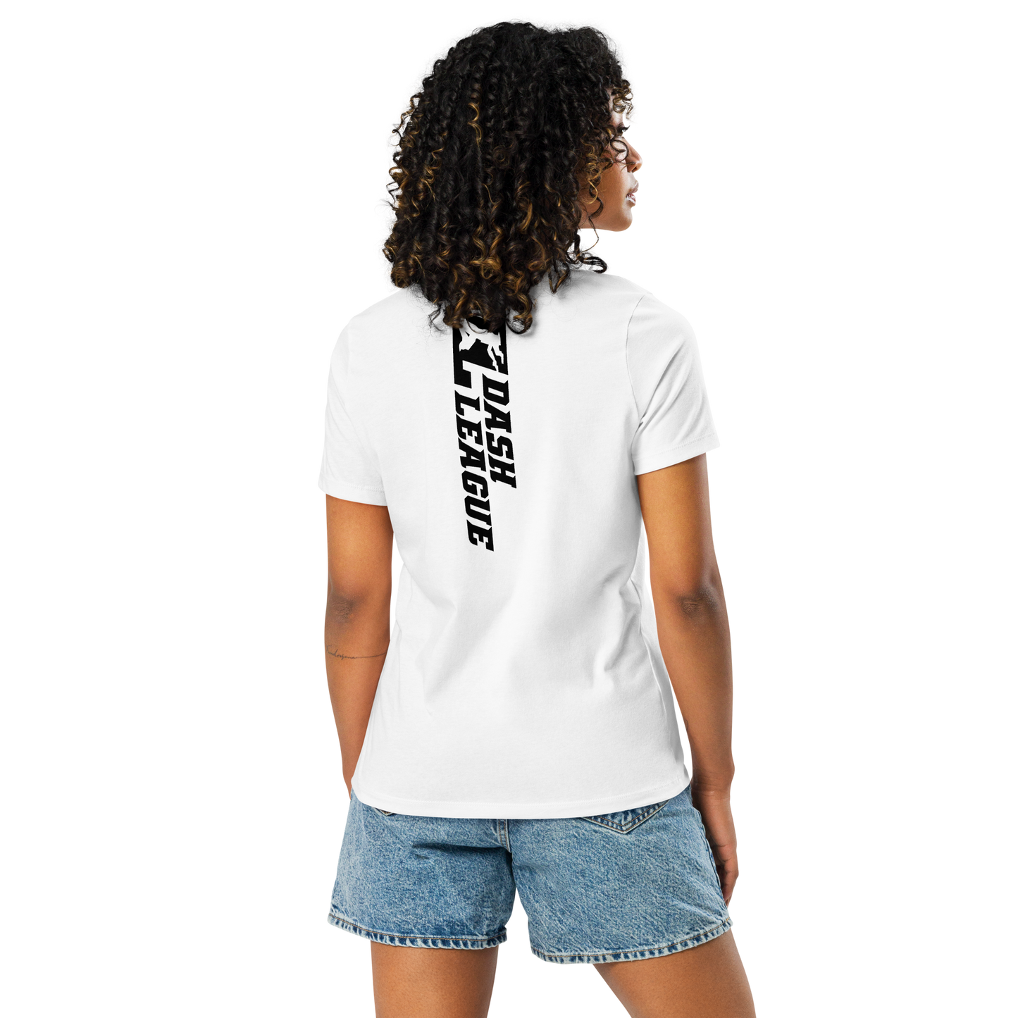 T-shirt décontracté pour femme avec logo DL large noir (devant + dos)