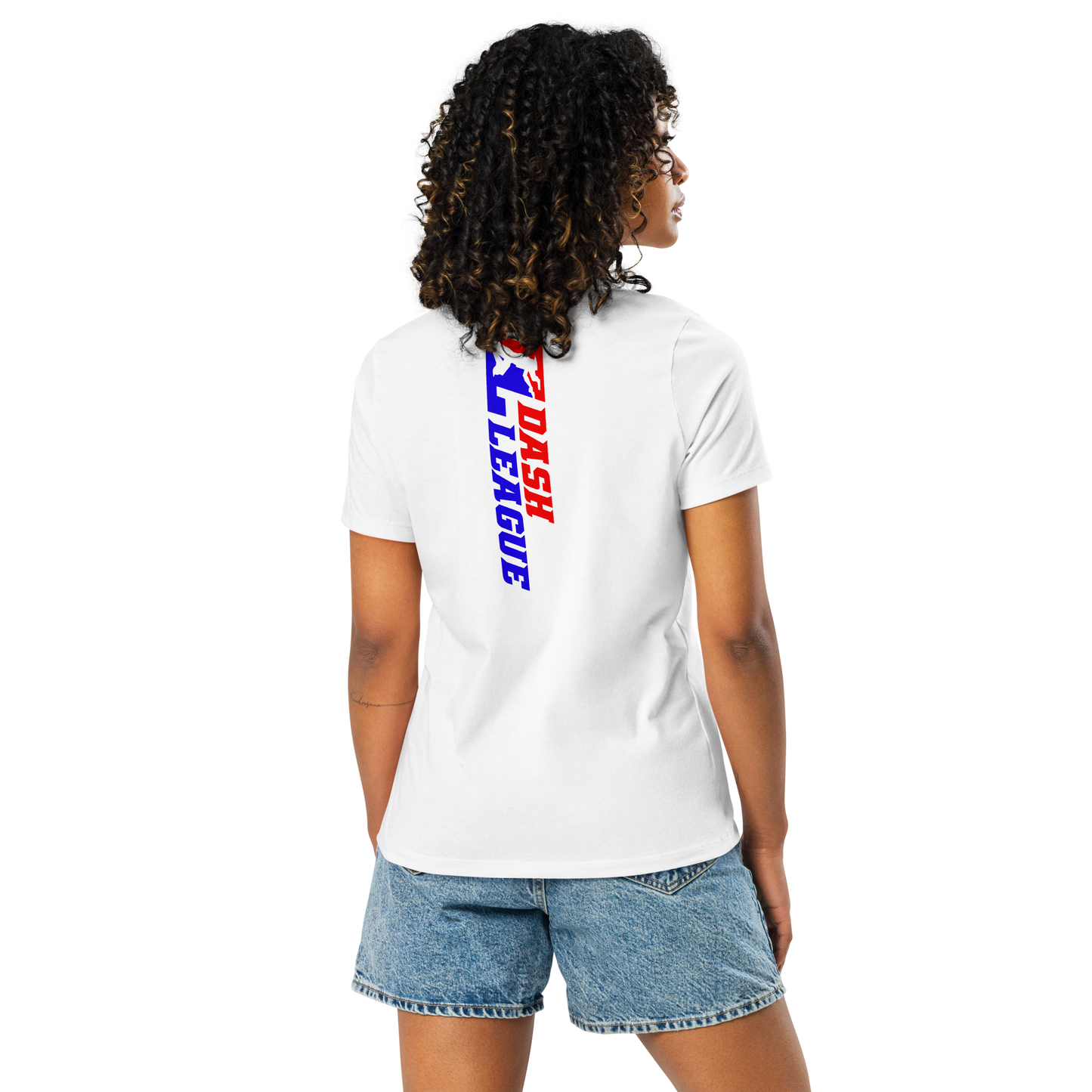 Camiseta holgada para mujer con logotipo DL de color ancho (delante y detrás)