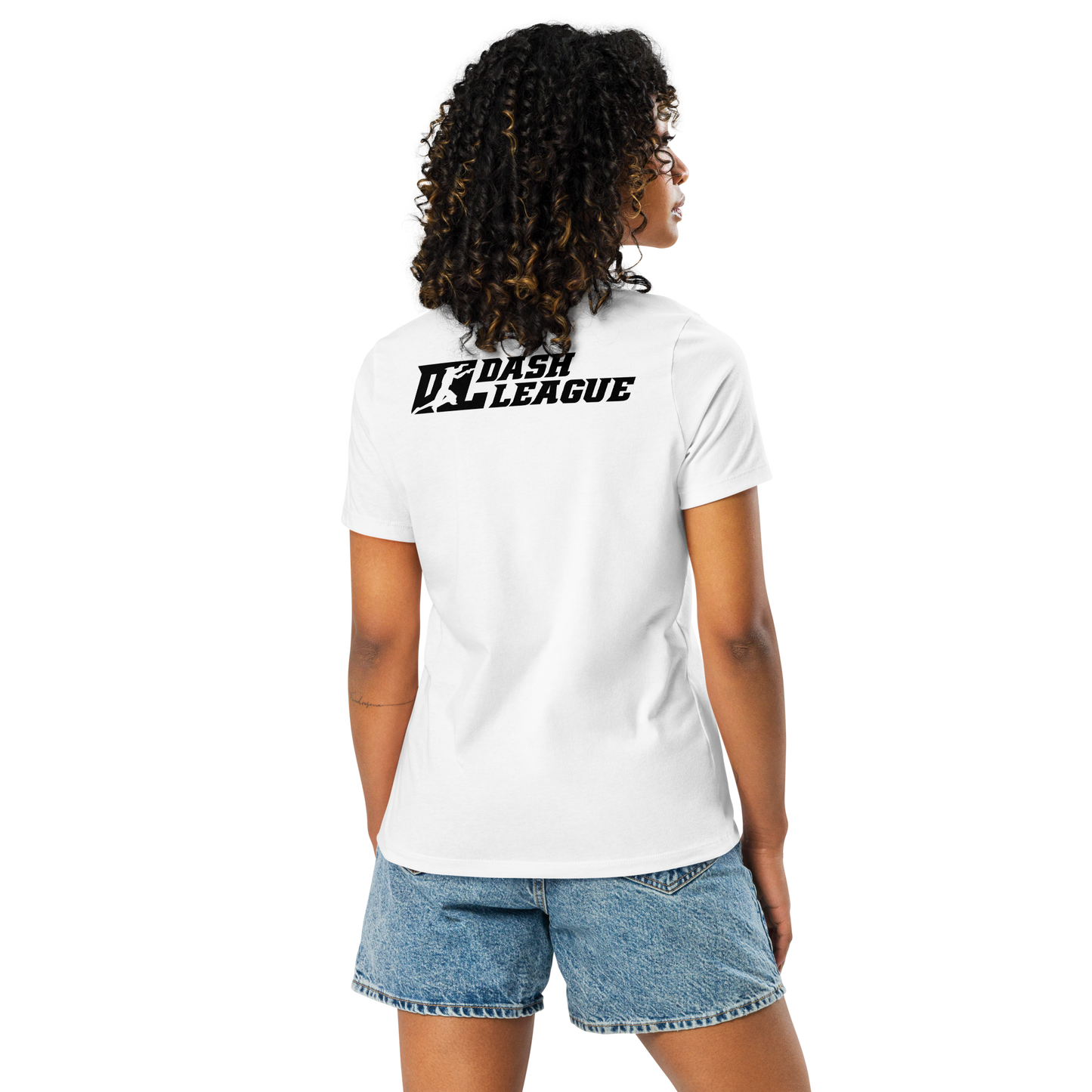 Camiseta holgada para mujer con logotipo DL en negro (parte delantera y trasera)