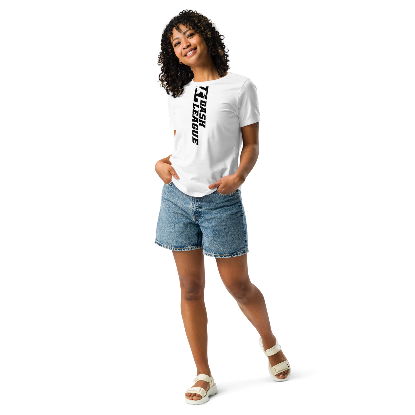 T-shirt décontracté pour femme avec logo DL large noir (devant + dos)
