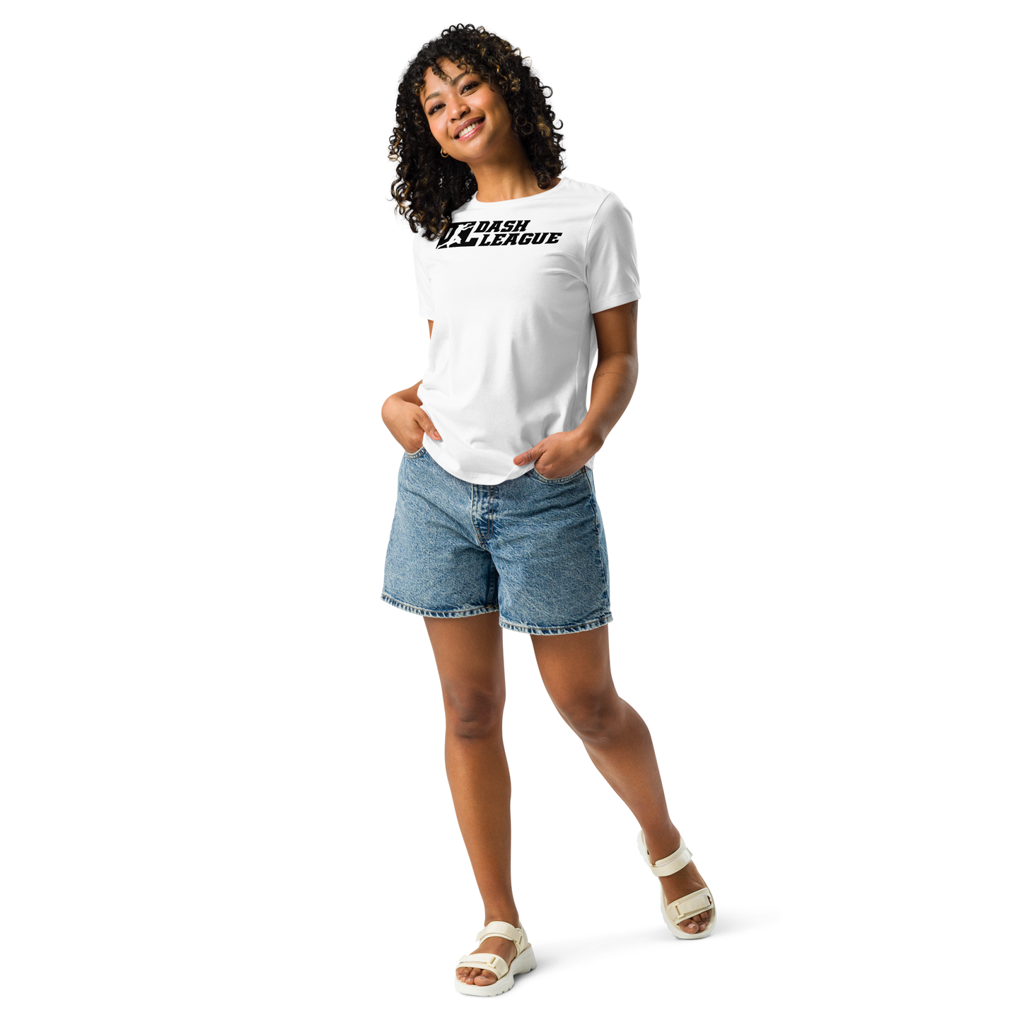 Camiseta holgada negra con logotipo DL para mujer