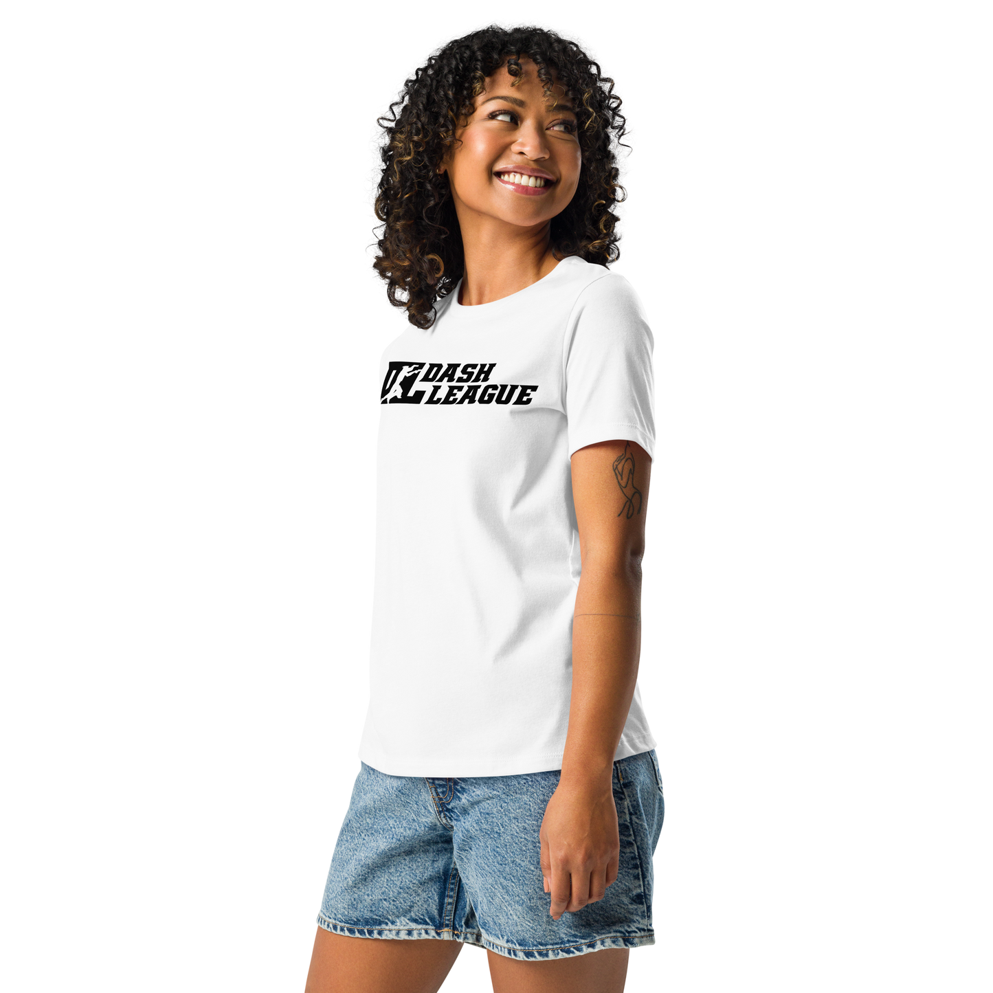 Camiseta holgada negra con logotipo DL para mujer