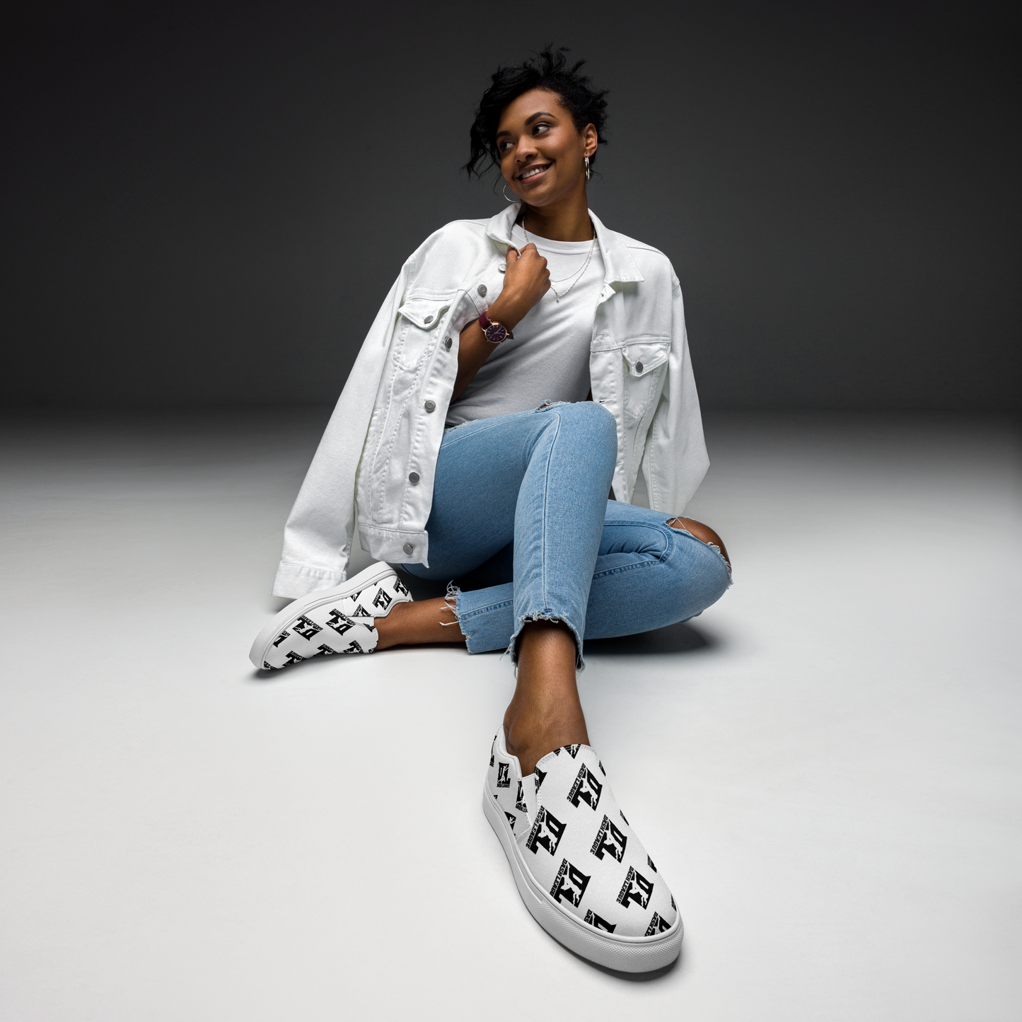 Zapato de mujer con estampado de logotipo DL en color negro
