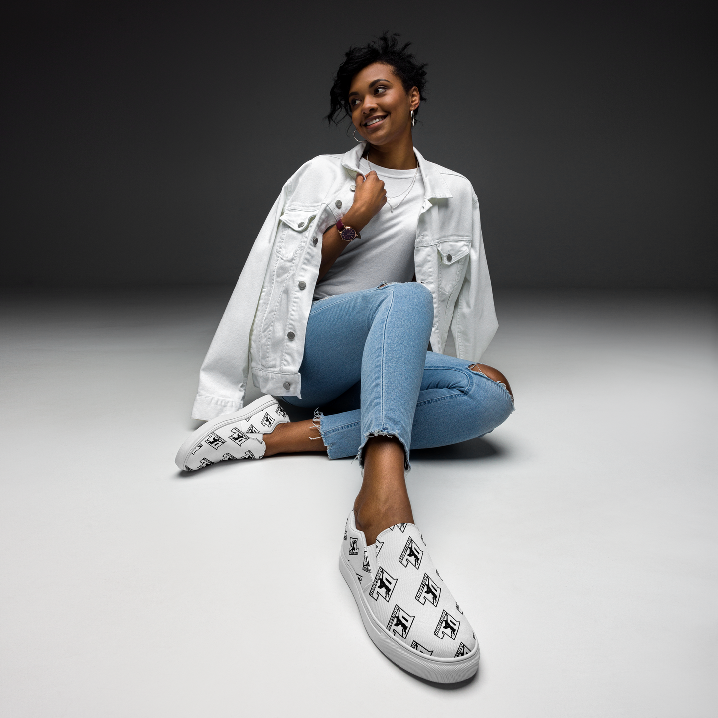 Zapato de mujer con estampado de logotipo DL en negro