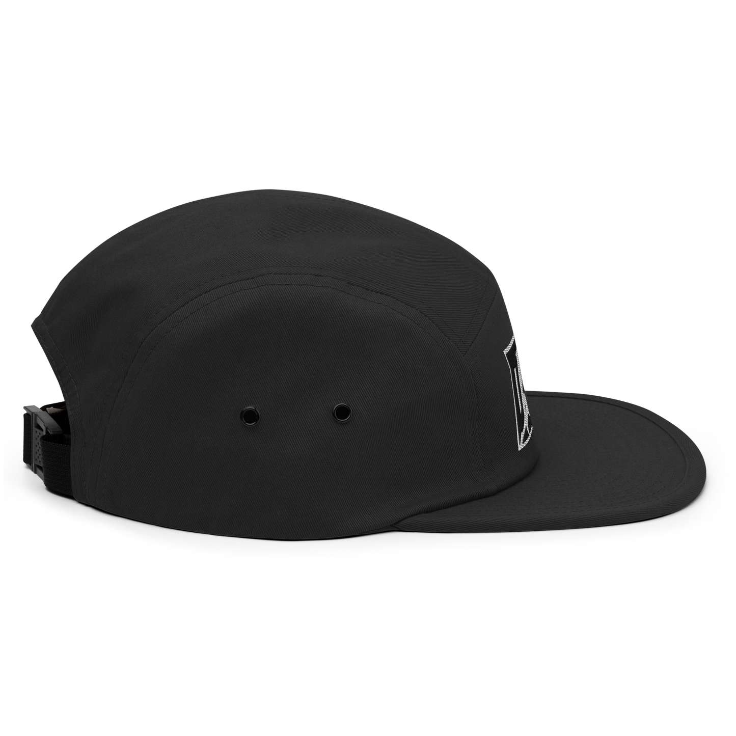 Five Panel Cap Black with White Outline DL Logo