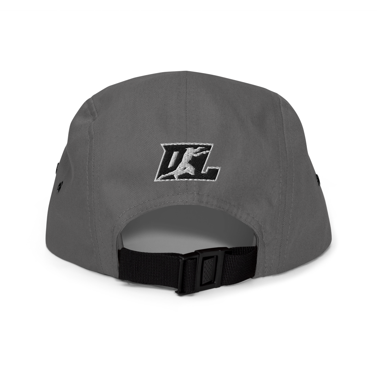 Five Panel Cap Black with White Outline DL Logo (Front+Back)