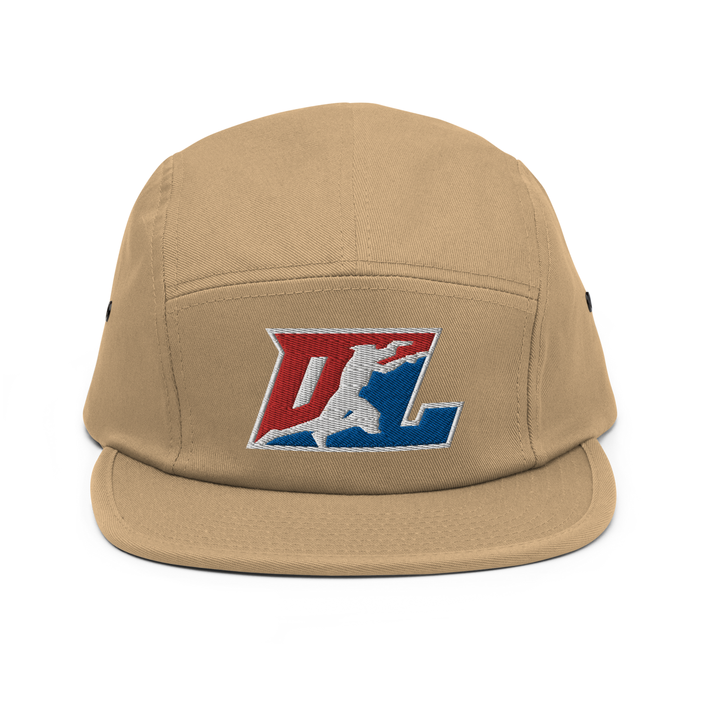 Five Panel Cap Color with White Outline DL Logo (Front+Back)