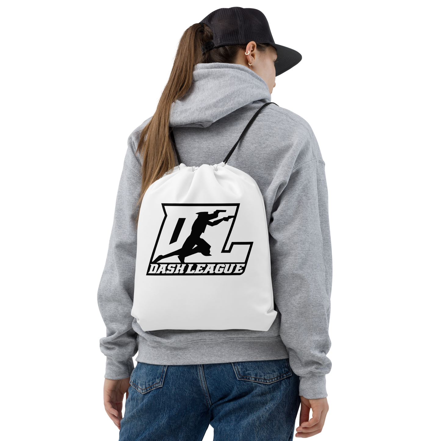 Drawstring Bag Black Outline DL Logo