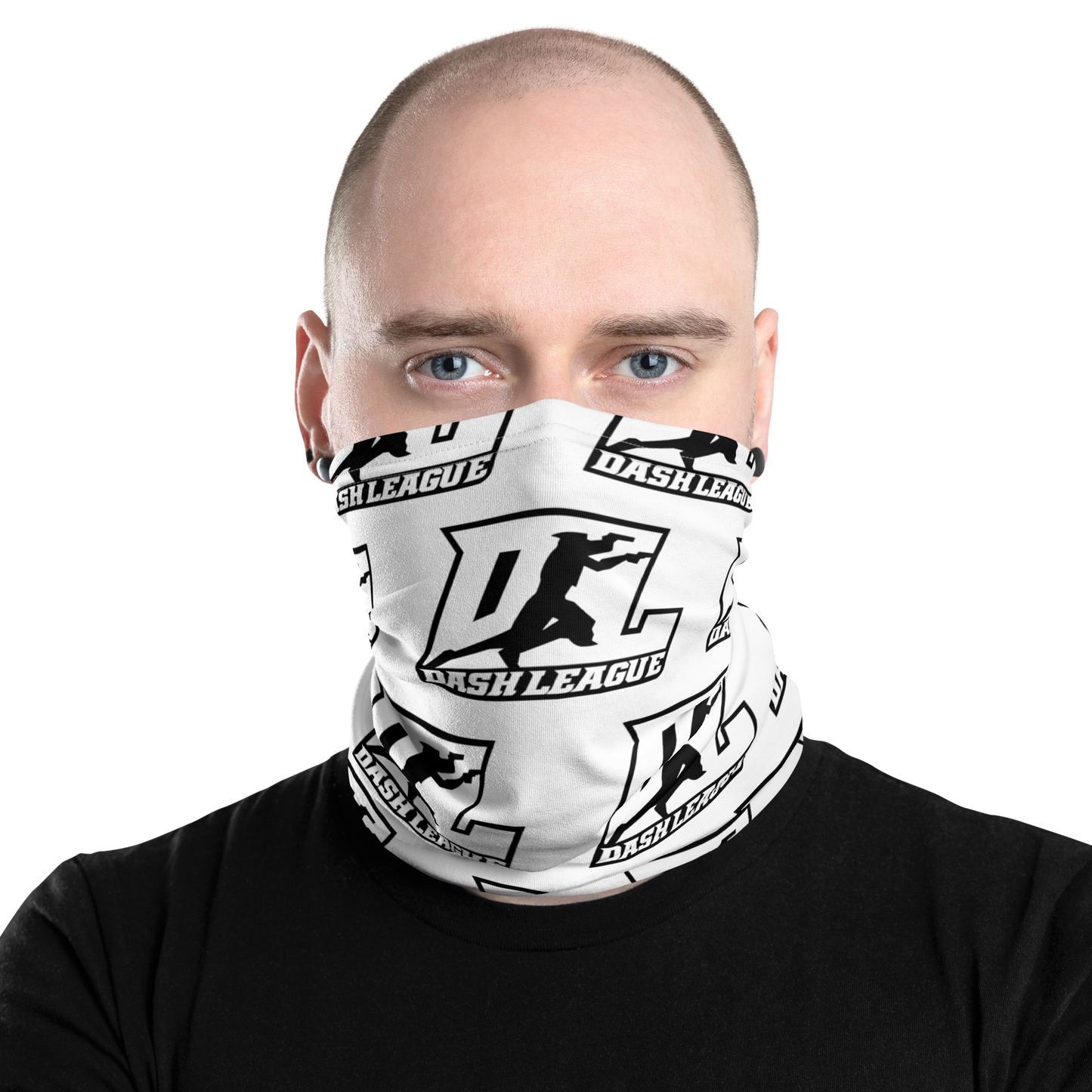 Neck Gaiter Black Outline DL Logo Pattern