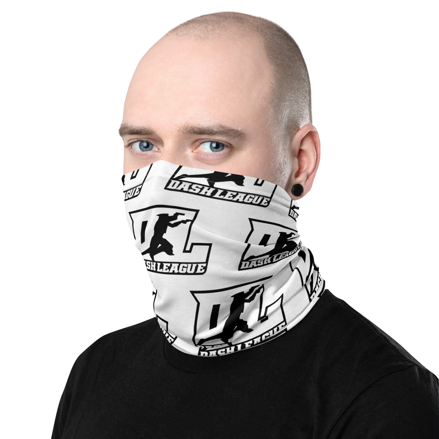 Neck Gaiter Black Outline DL Logo Pattern