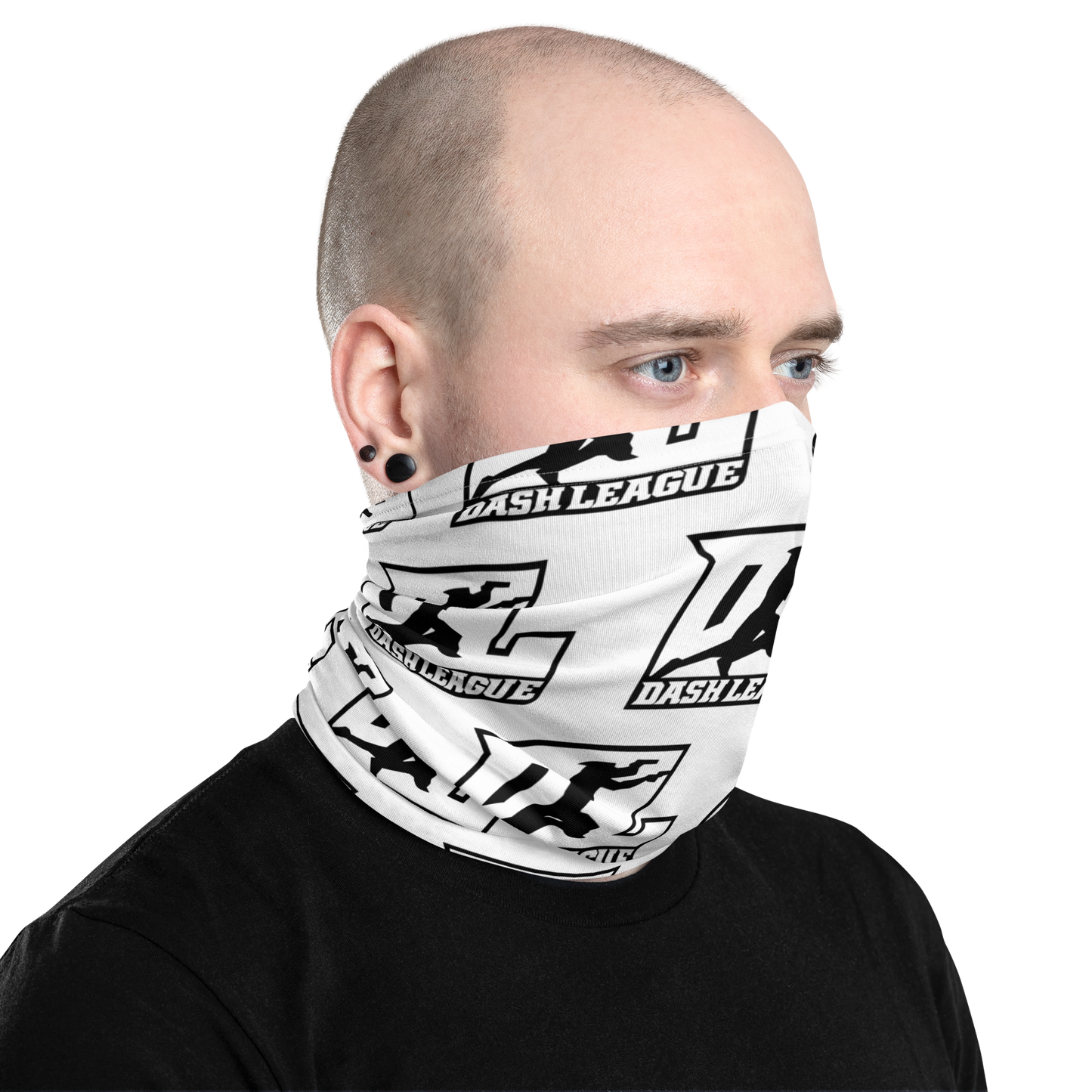 Neck Gaiter Black Outline DL Logo Pattern