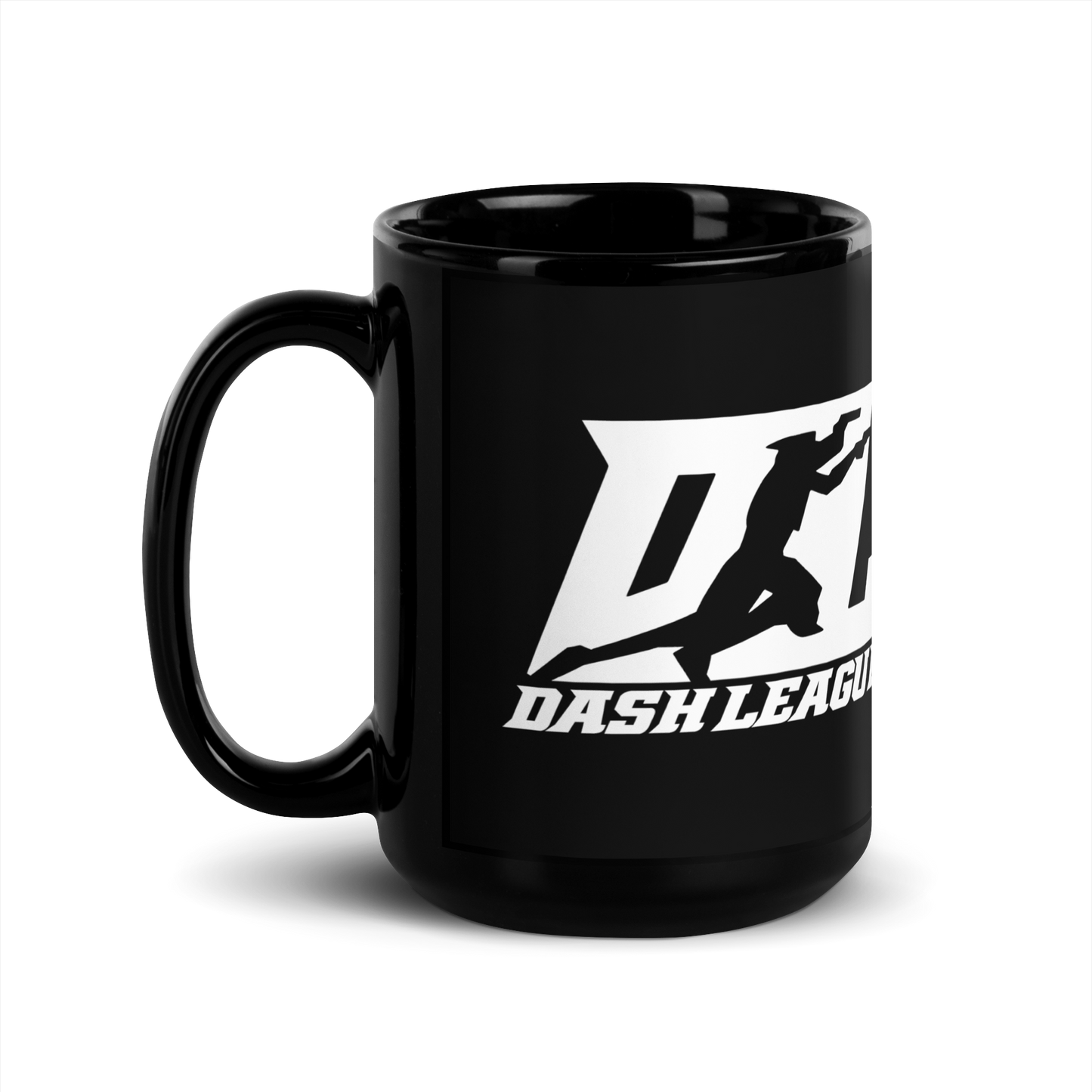 Black Mug White DL Logo Wrap