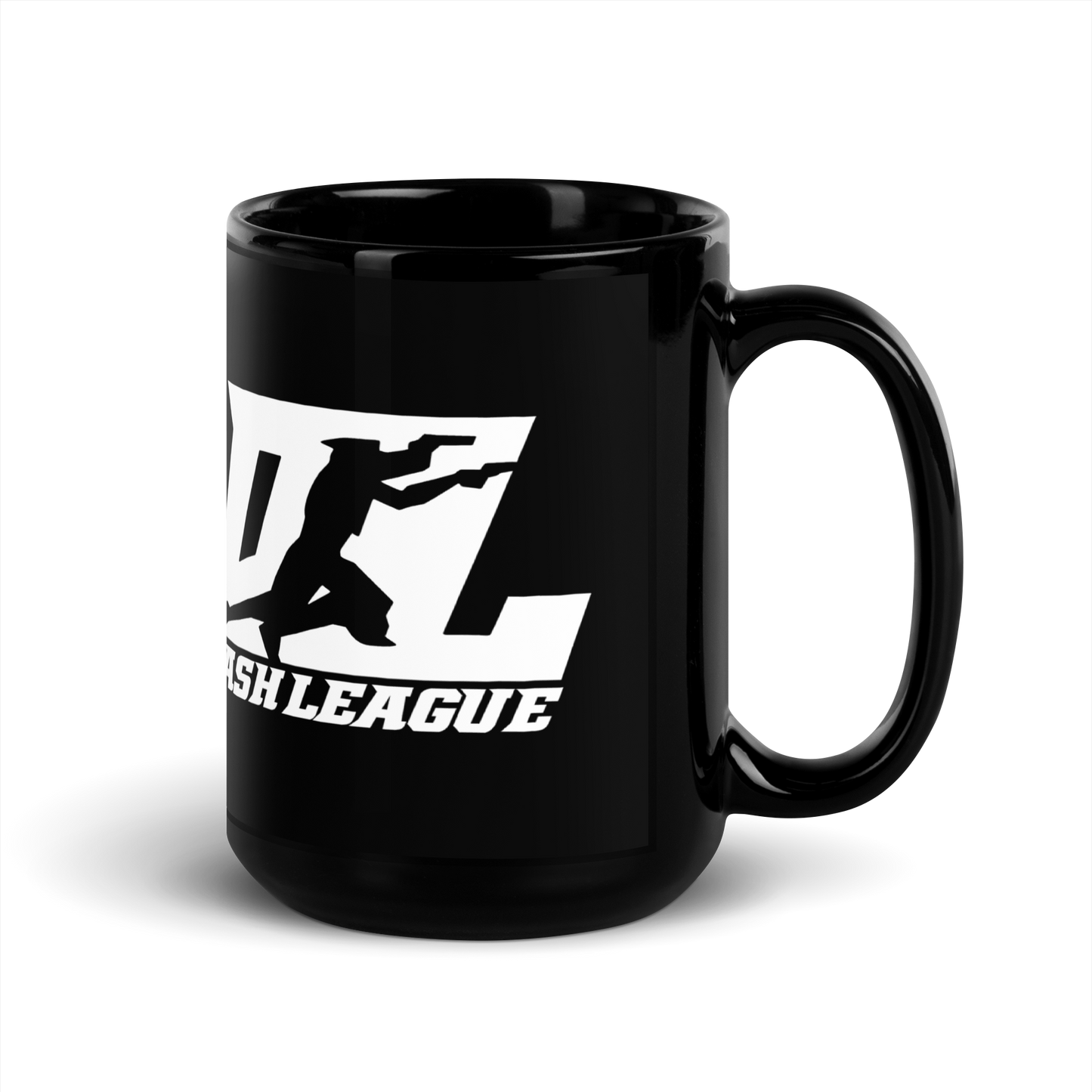 Black Mug White DL Logo Wrap