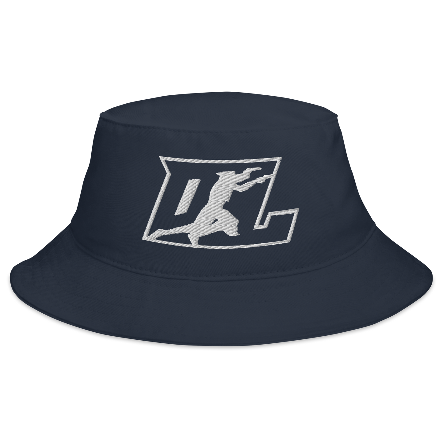 Bucket Hat White Outline DL Logo