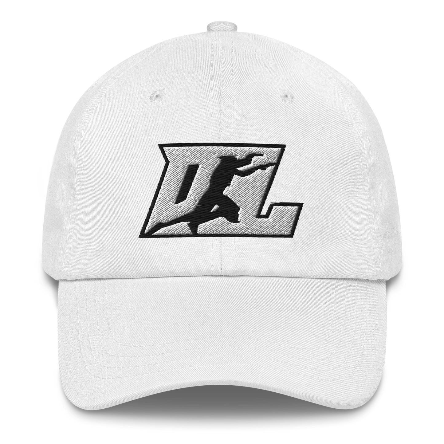 Cap White with Black Outline DL Logo