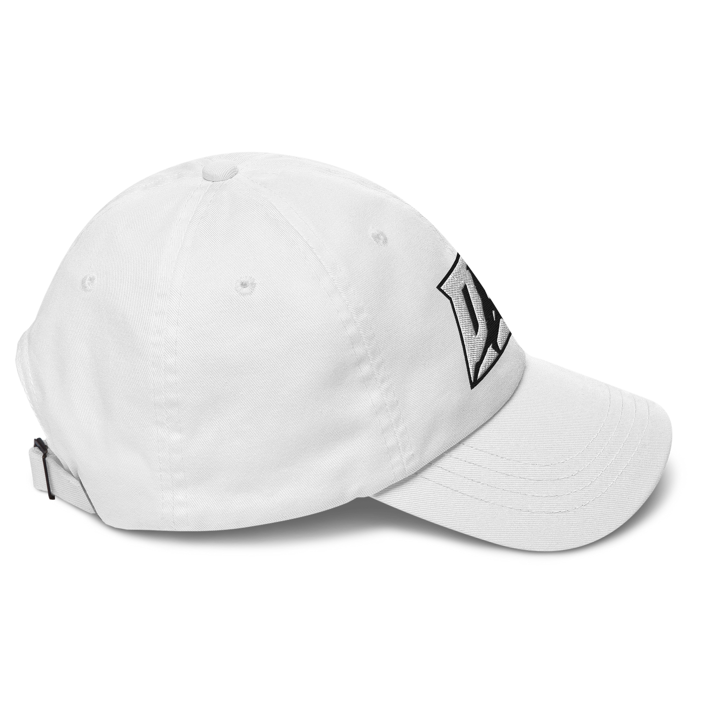 Cap White with Black Outline DL Logo