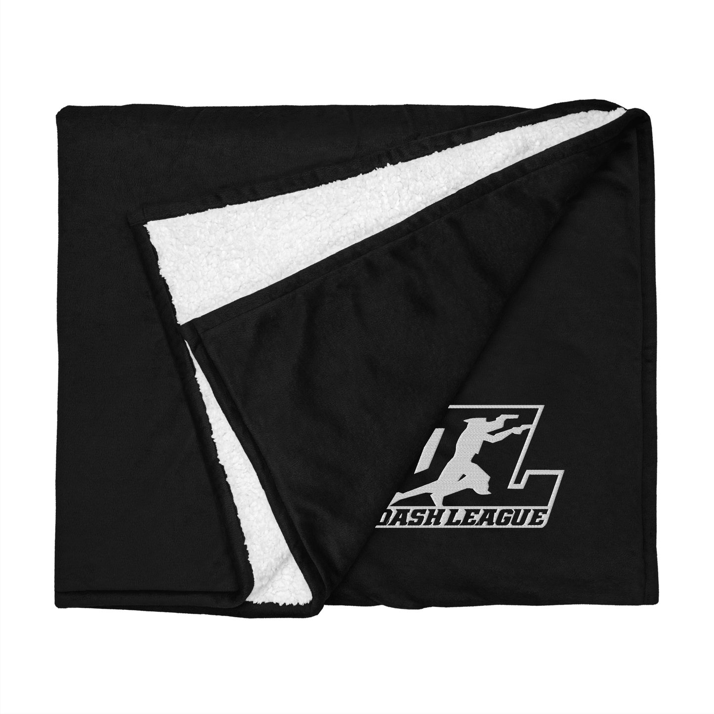 Sherpa Blanket White Outline DL Logo