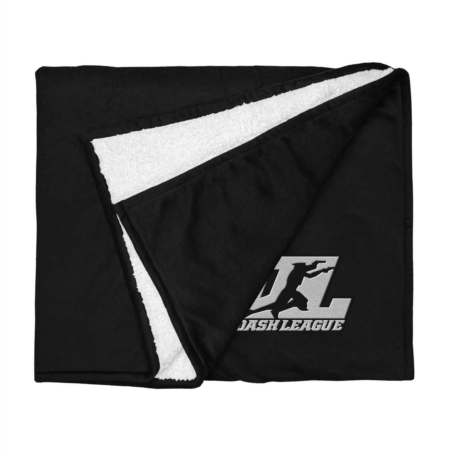 Sherpa Blanket White with Black Outline DL Logo