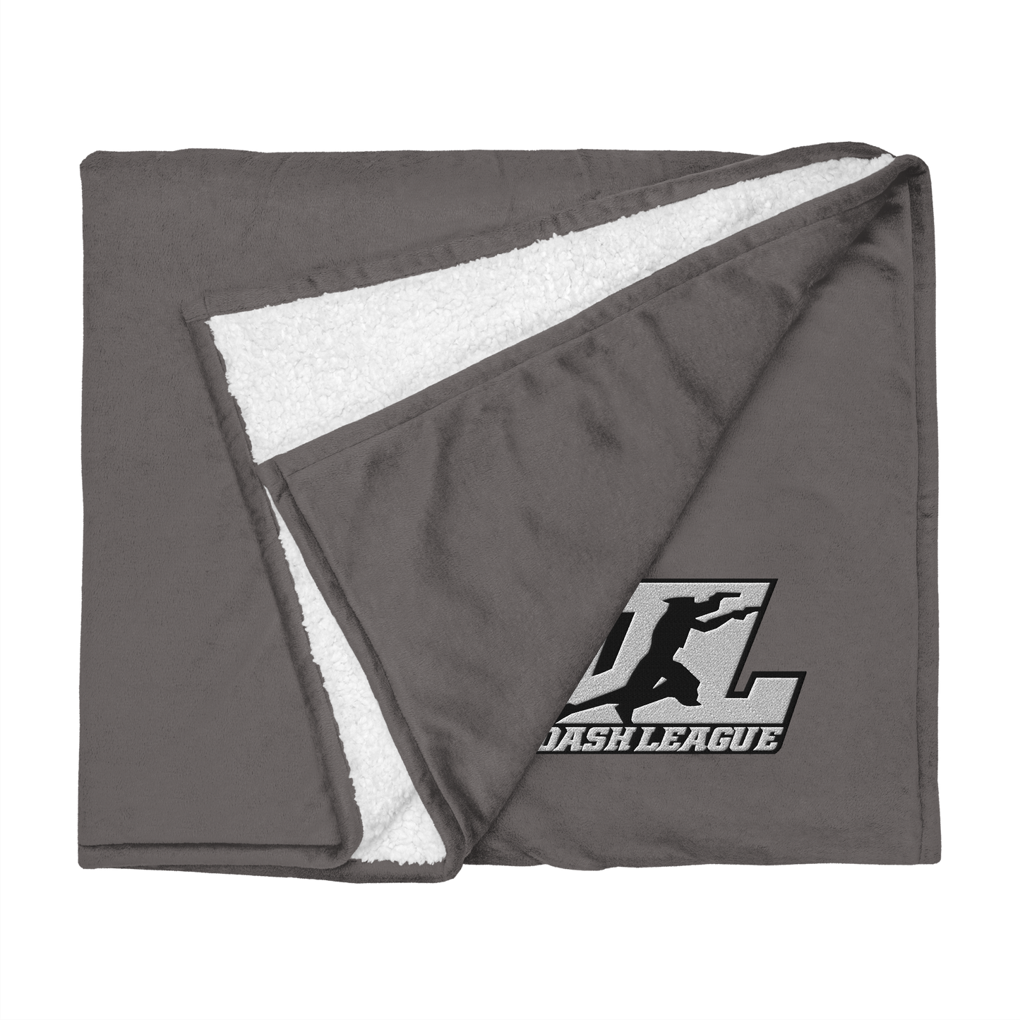 Sherpa Blanket White with Black Outline DL Logo